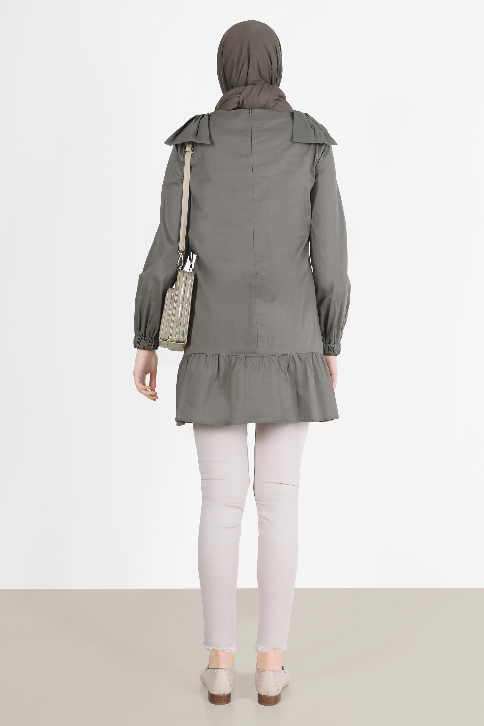 Tesettür giyim BAKIR / BRONZ FİYONK DETAYLI TUNİK 42663 