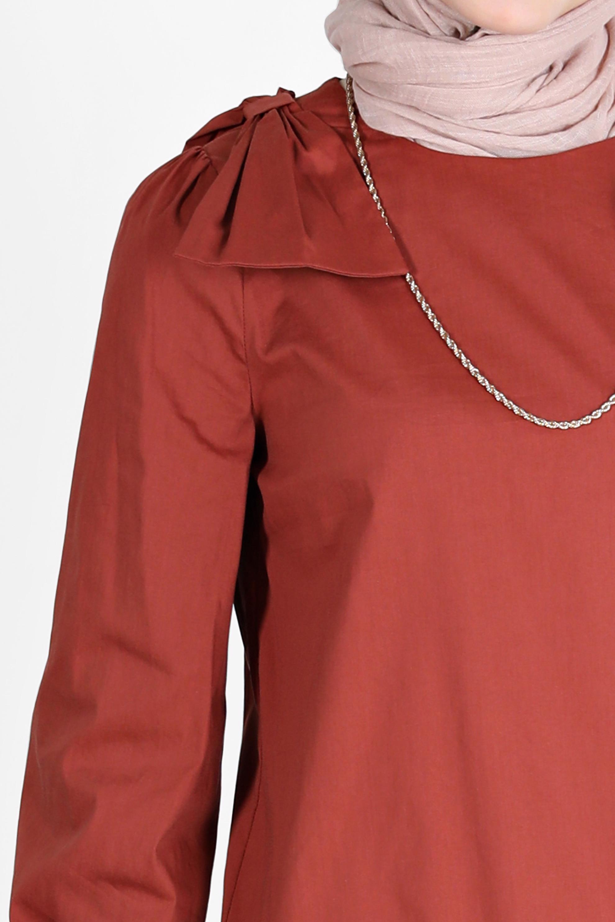 Tesettür giyim TURUNCU FİYONK DETAYLI TUNİK 42663 