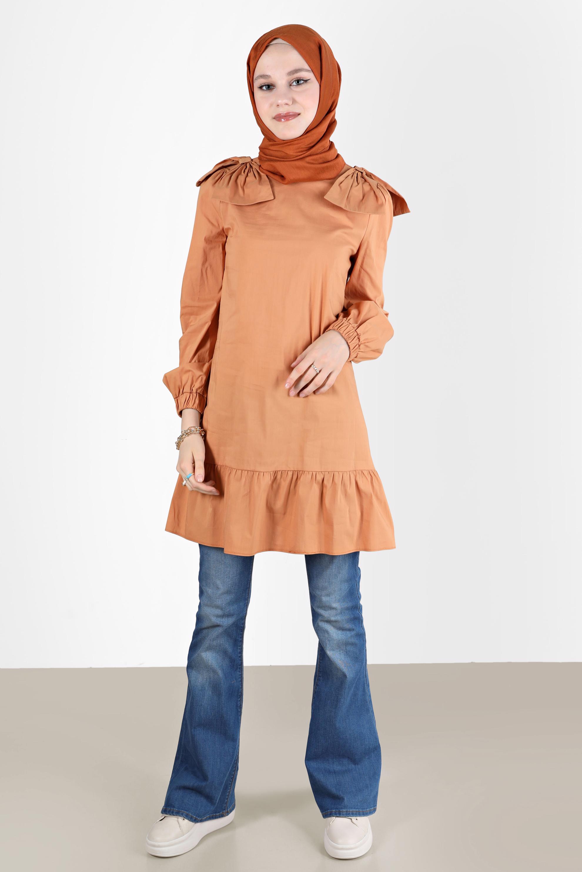 Tesettür giyim SARI FİYONK DETAYLI TUNİK 42663 