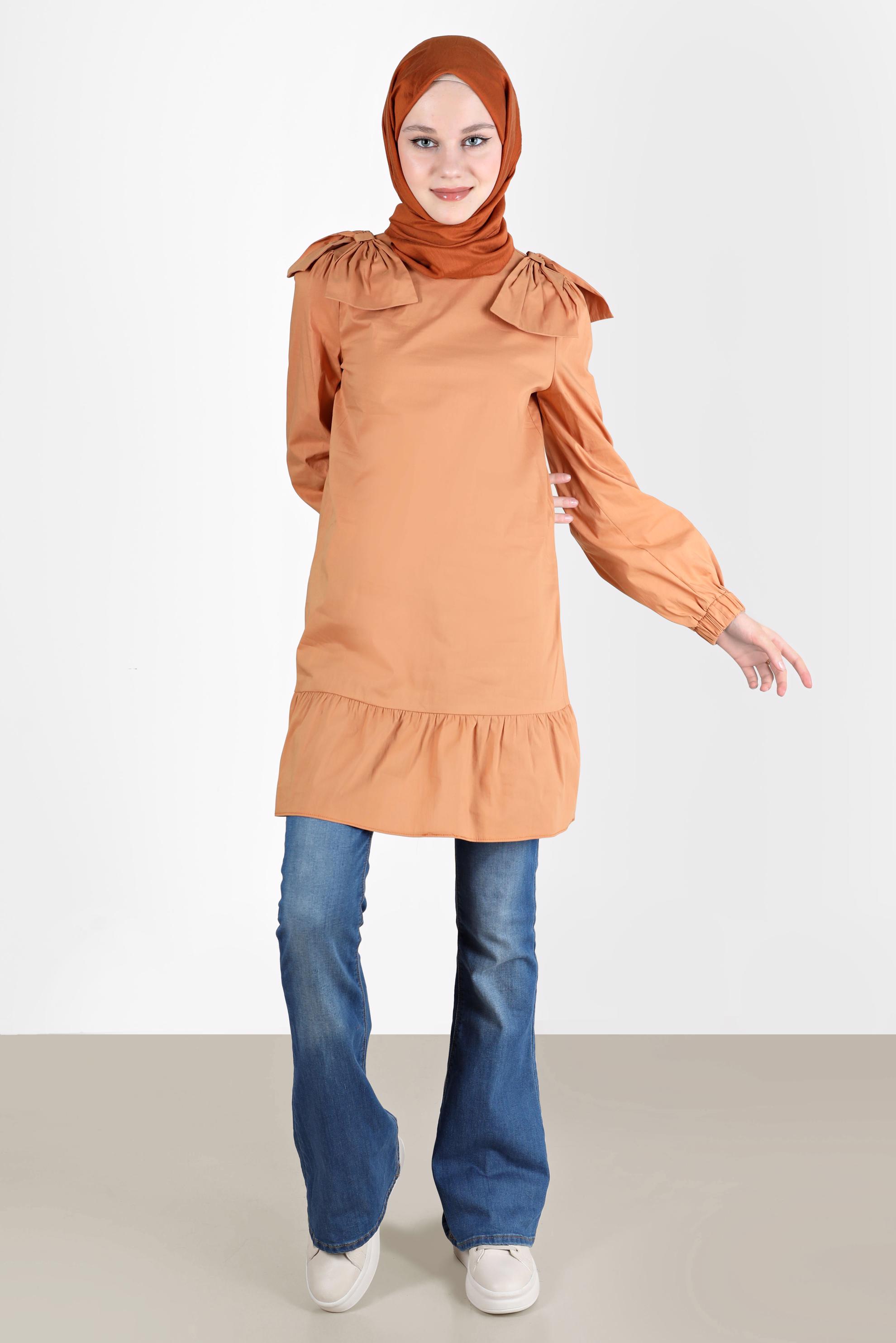 Tesettür giyim SARI FİYONK DETAYLI TUNİK 42663 