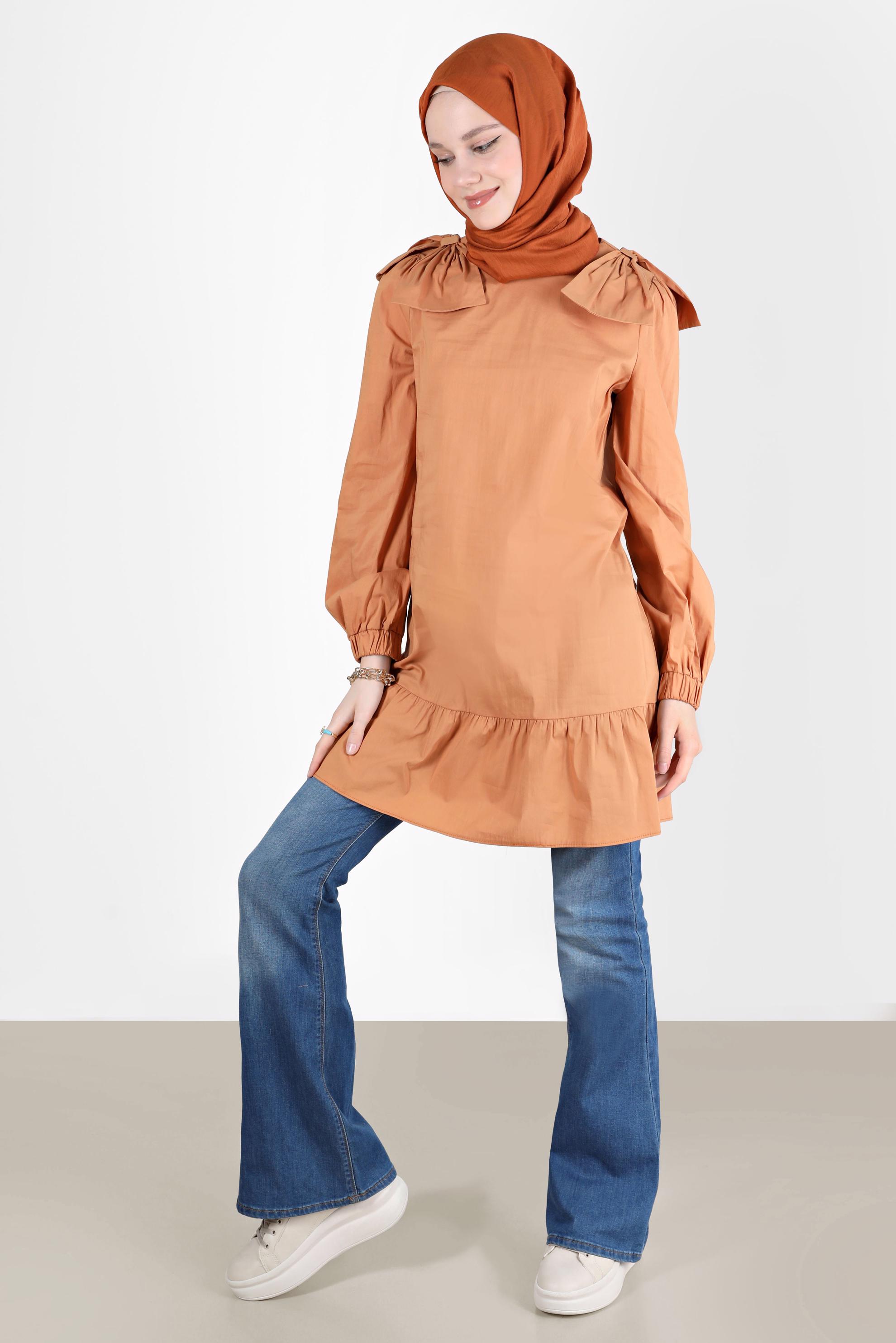 Tesettür giyim SARI FİYONK DETAYLI TUNİK 42663 