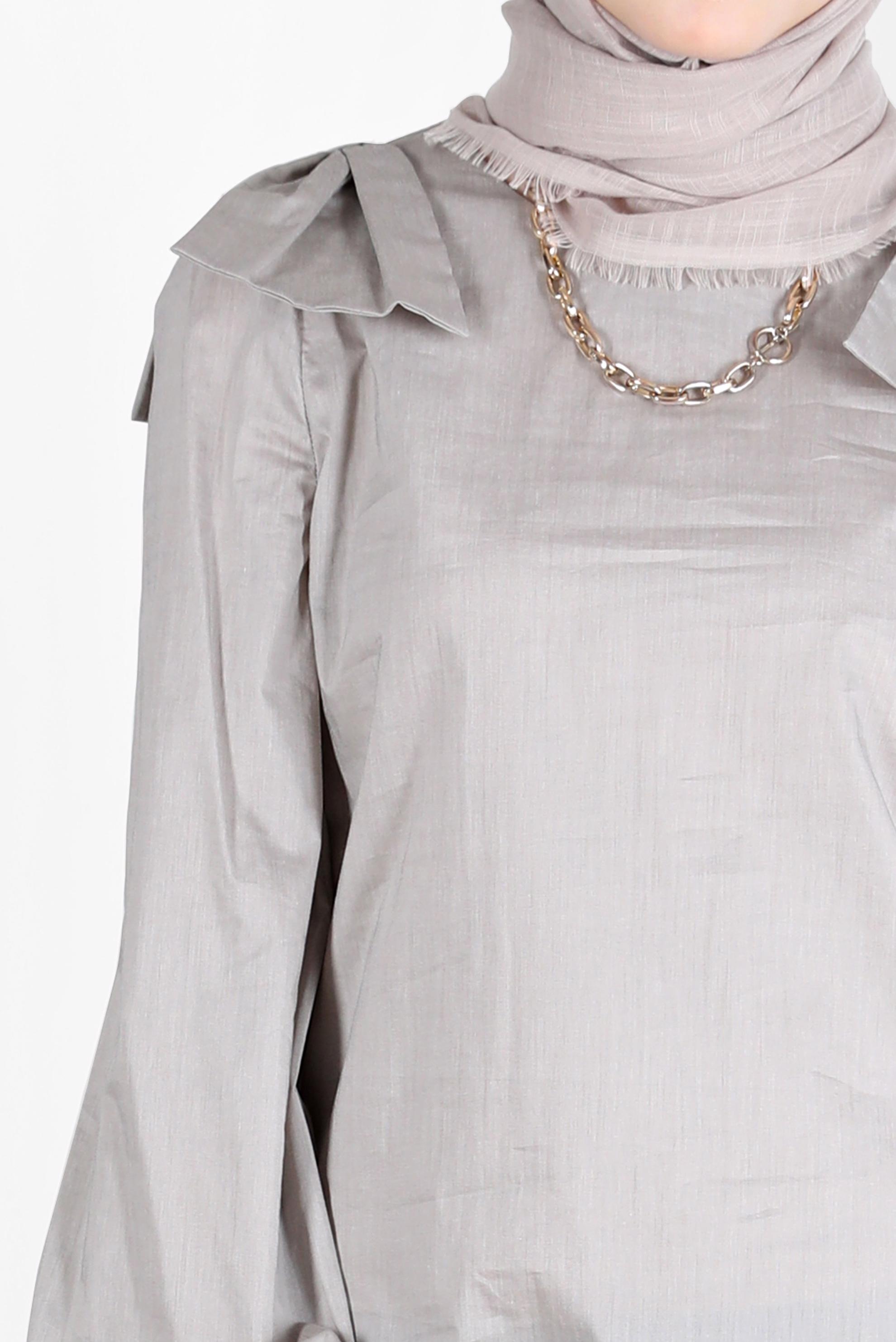 Tesettür giyim BEJ FİYONK DETAYLI TUNİK 42663 