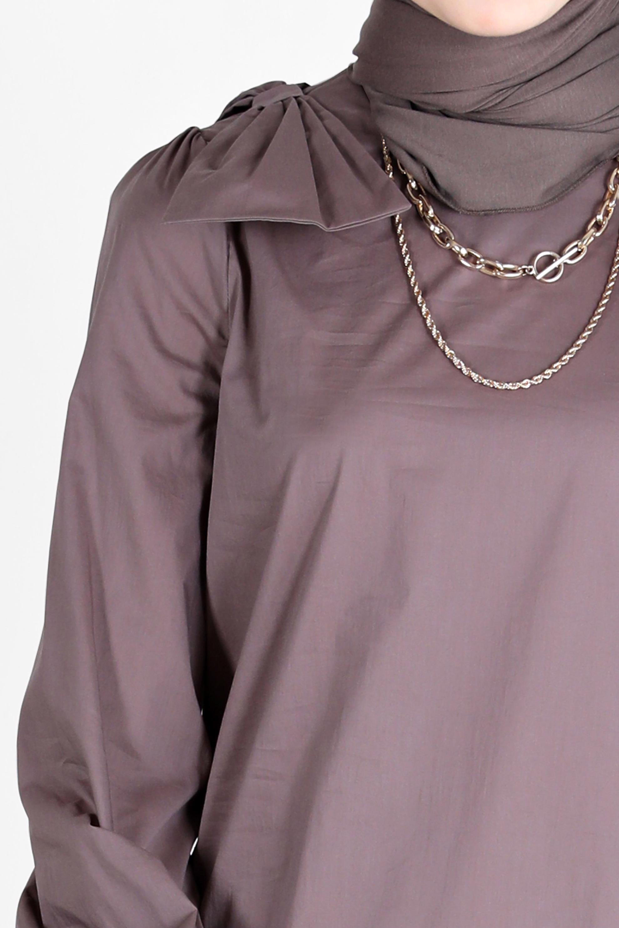 Tesettür giyim VİZON FİYONK DETAYLI TUNİK 42663 