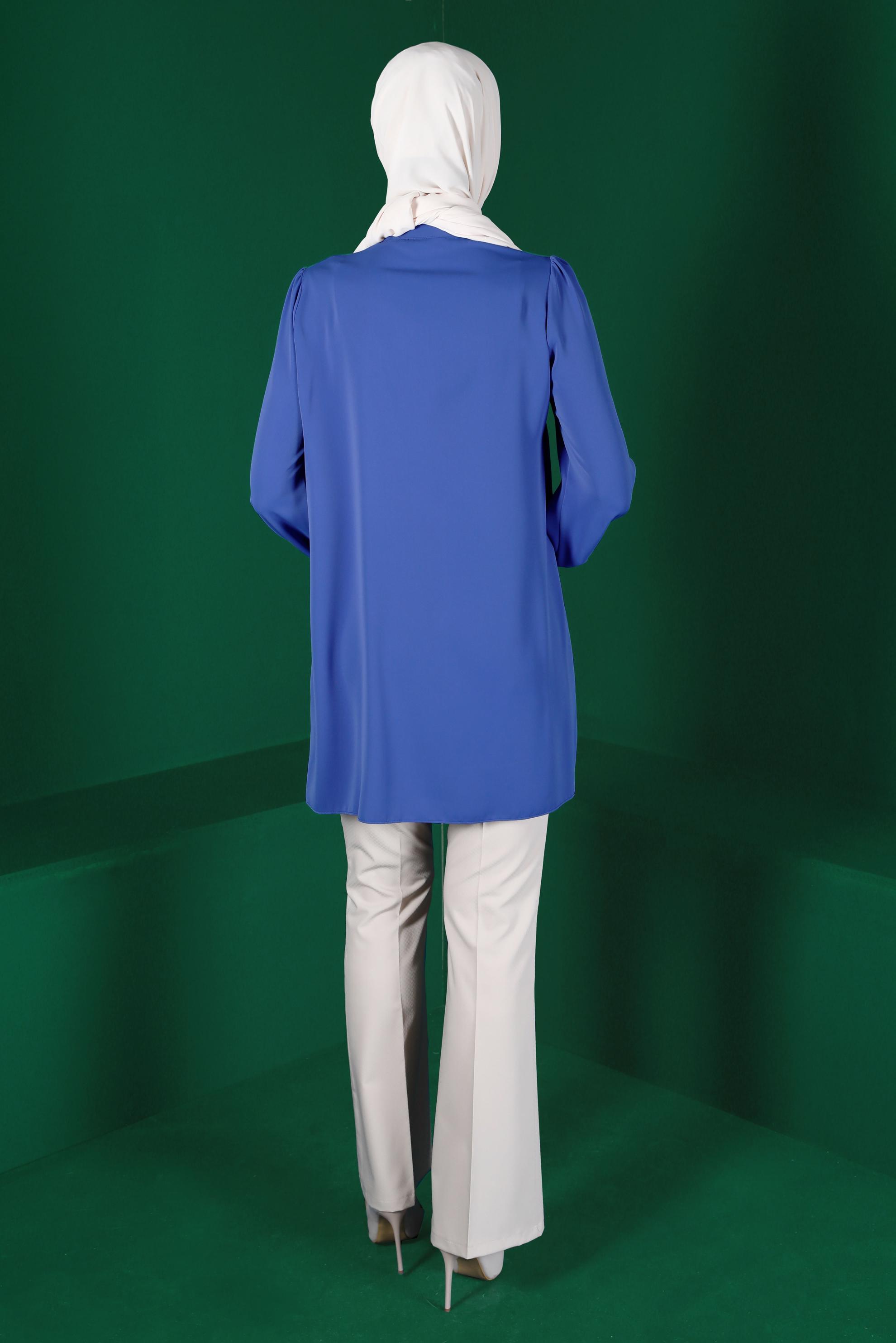 Tesettür giyim LACİVERT BAĞLAMA DETAYLI NAKIŞLI TUNİK 42691