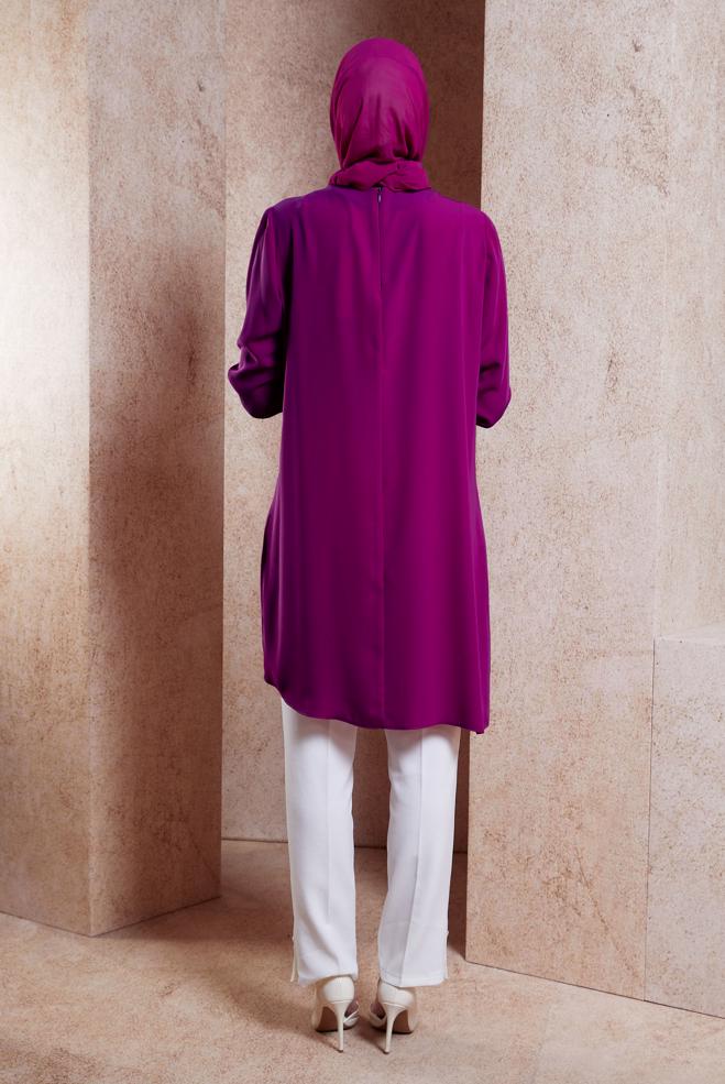 Vêtements hijab FUCHSIA TUNIQUE MODESTE DÉTAILLÉE GEM 42701 - ALVİNA