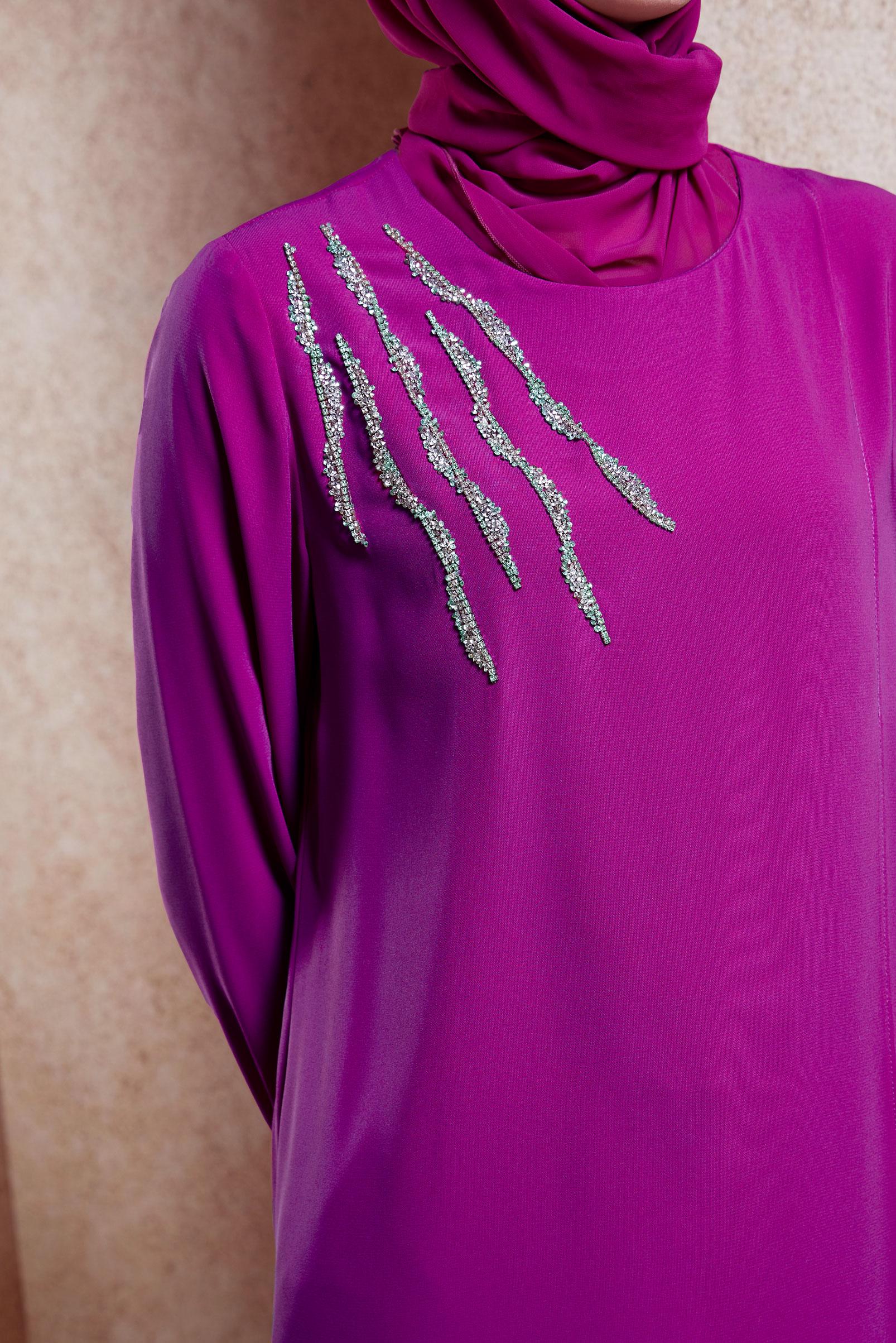 Tesettür giyim FUŞYA TAŞ DETAYLI TESETTÜR TUNİK 42701