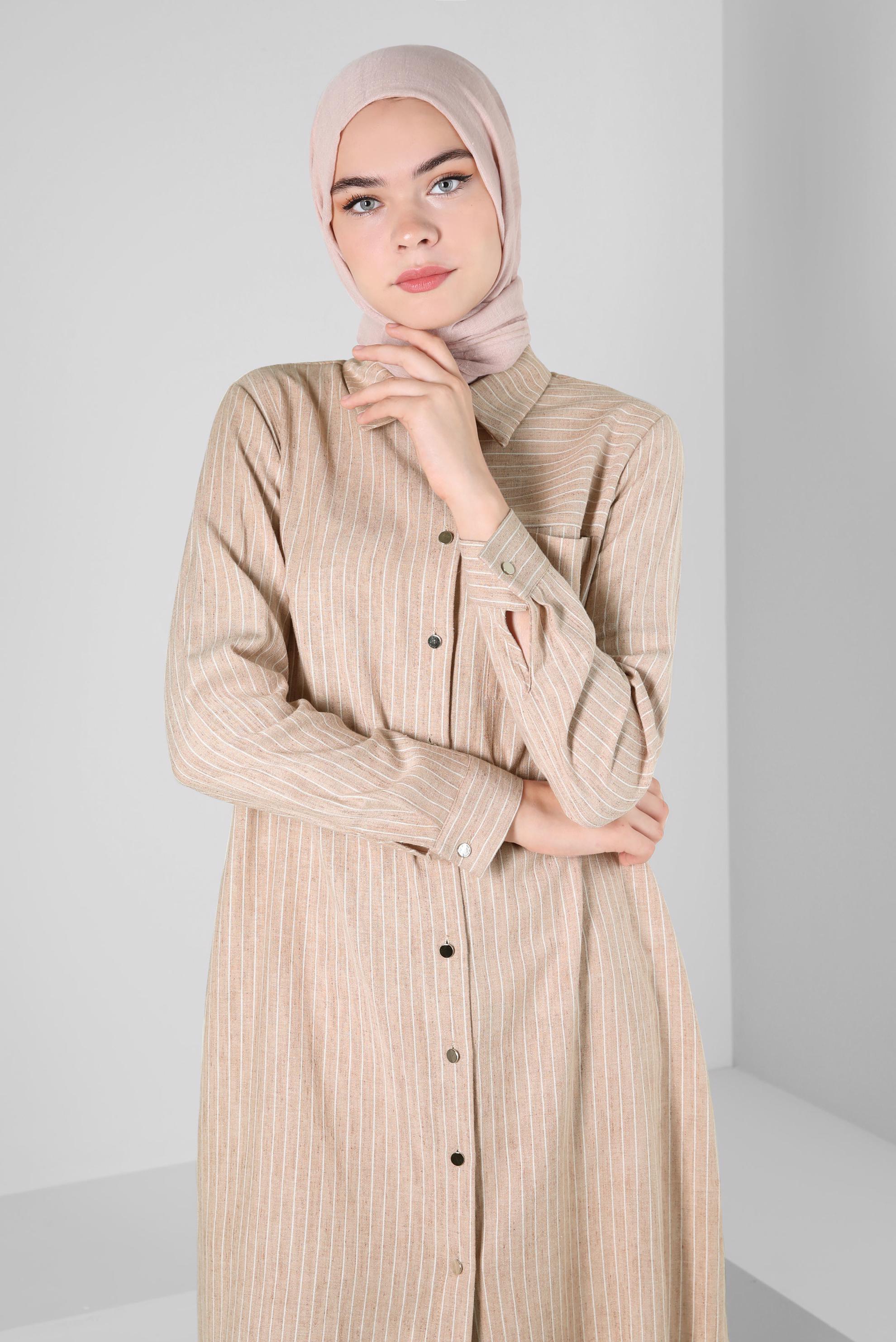 Tesettür giyim VİZON 42703 12034 TUNİK 38/46 TEK40