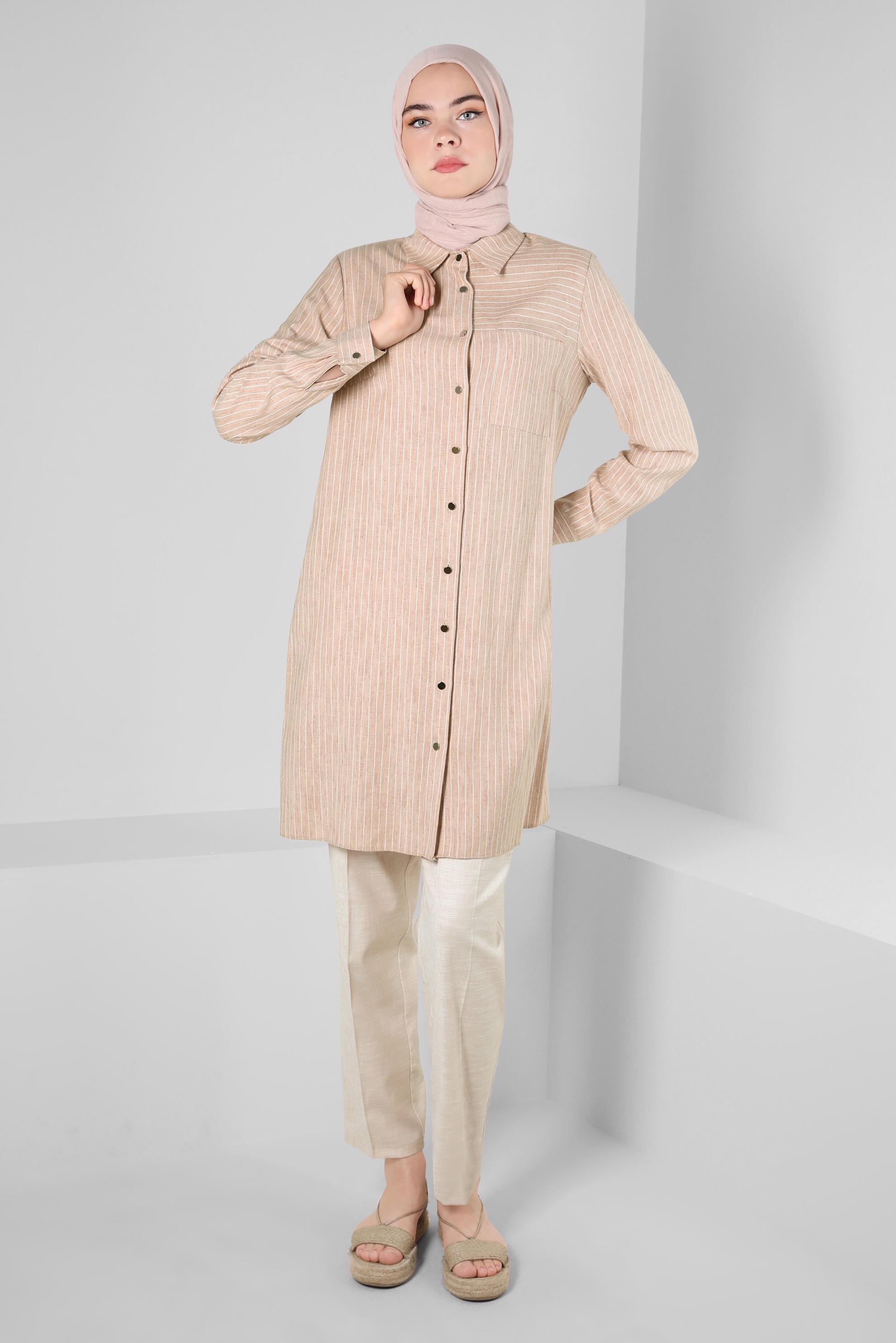 Tesettür giyim VİZON 42703 12034 TUNİK 38/46 TEK40