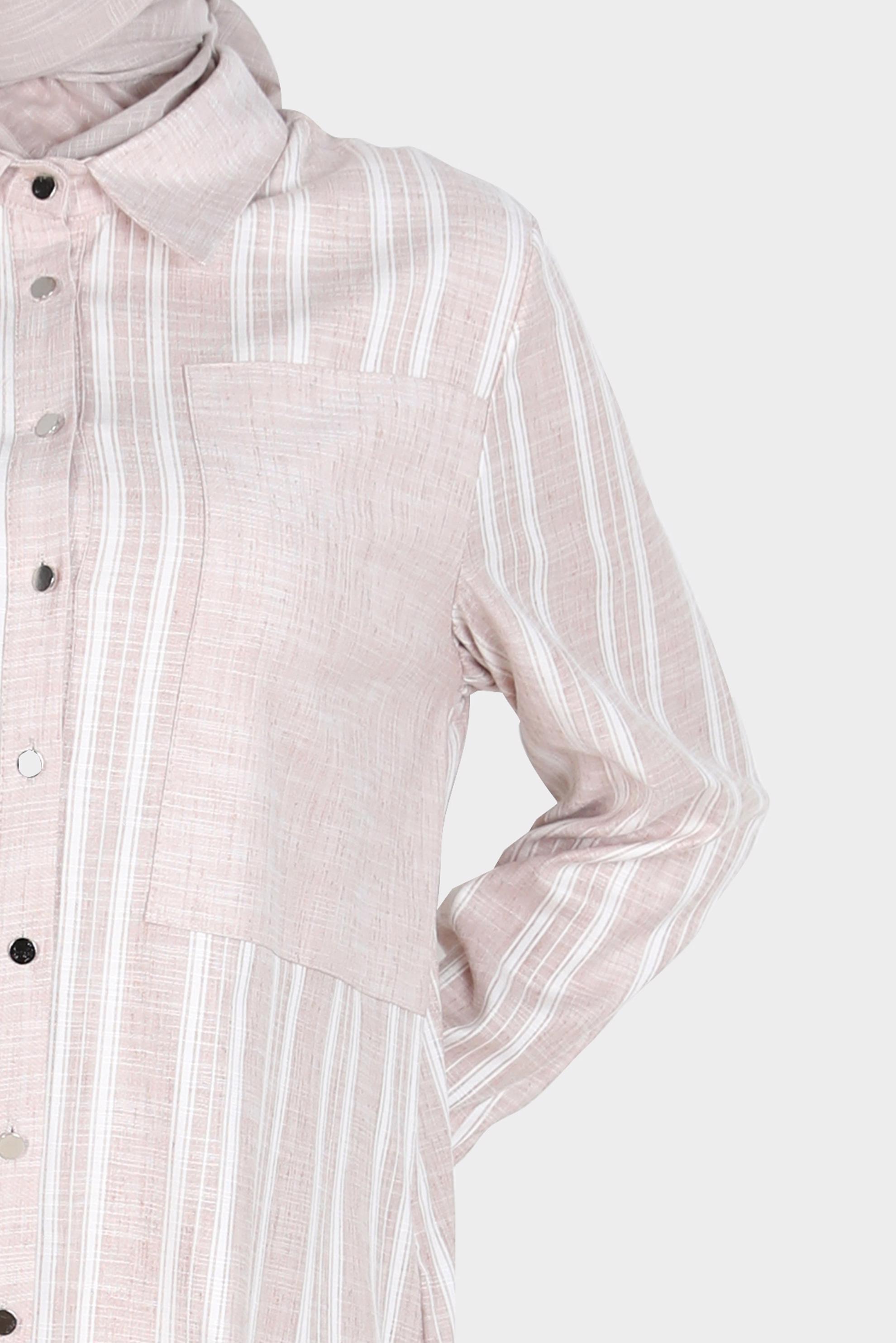 Tesettür giyim KAHVE ÇİZGİLİ CEPLİ TUNİK 42704 