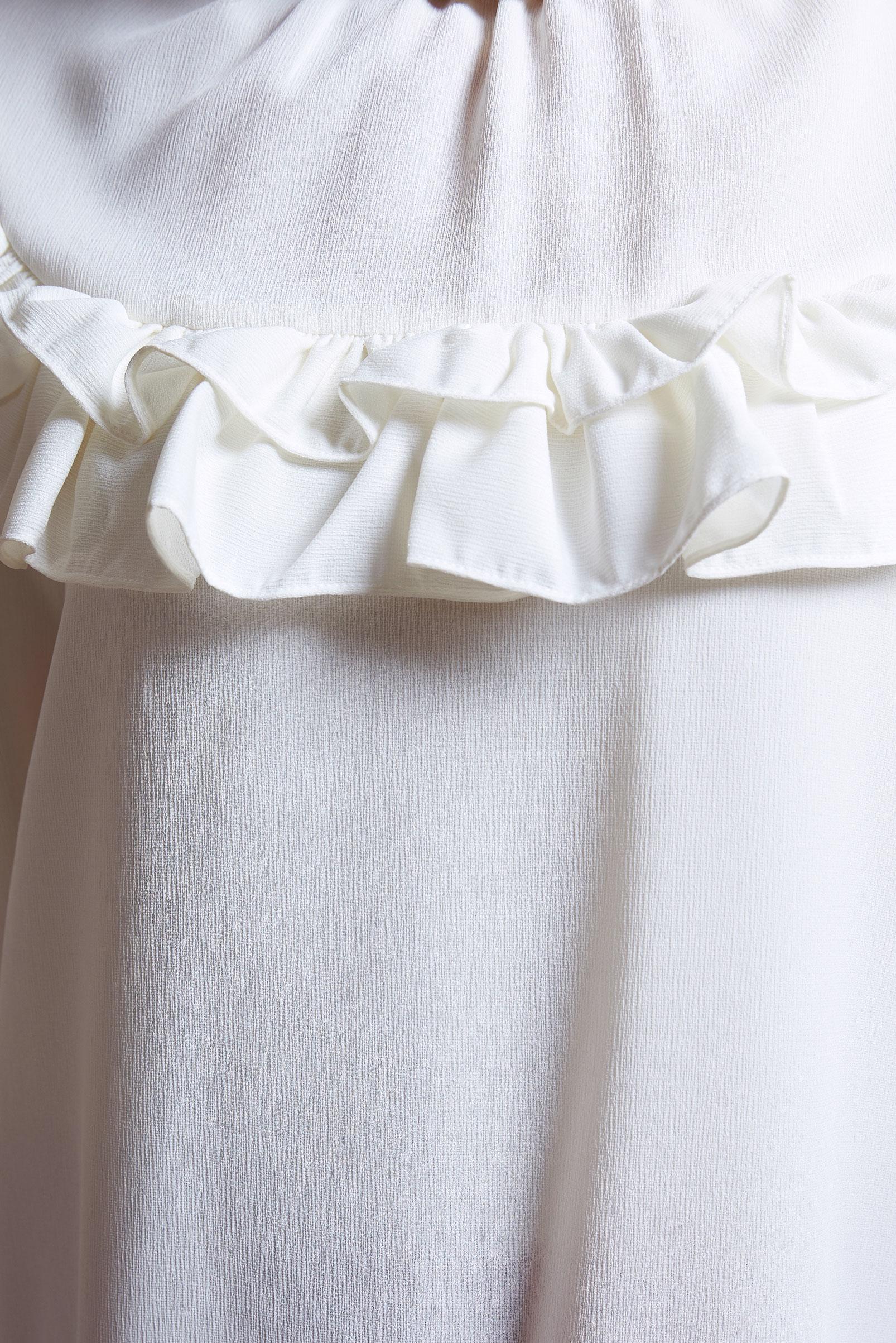 Tesettür giyim BEYAZ MANŞETLERİ BAĞLAMALI FIRFIRLI TUNİK 42718 