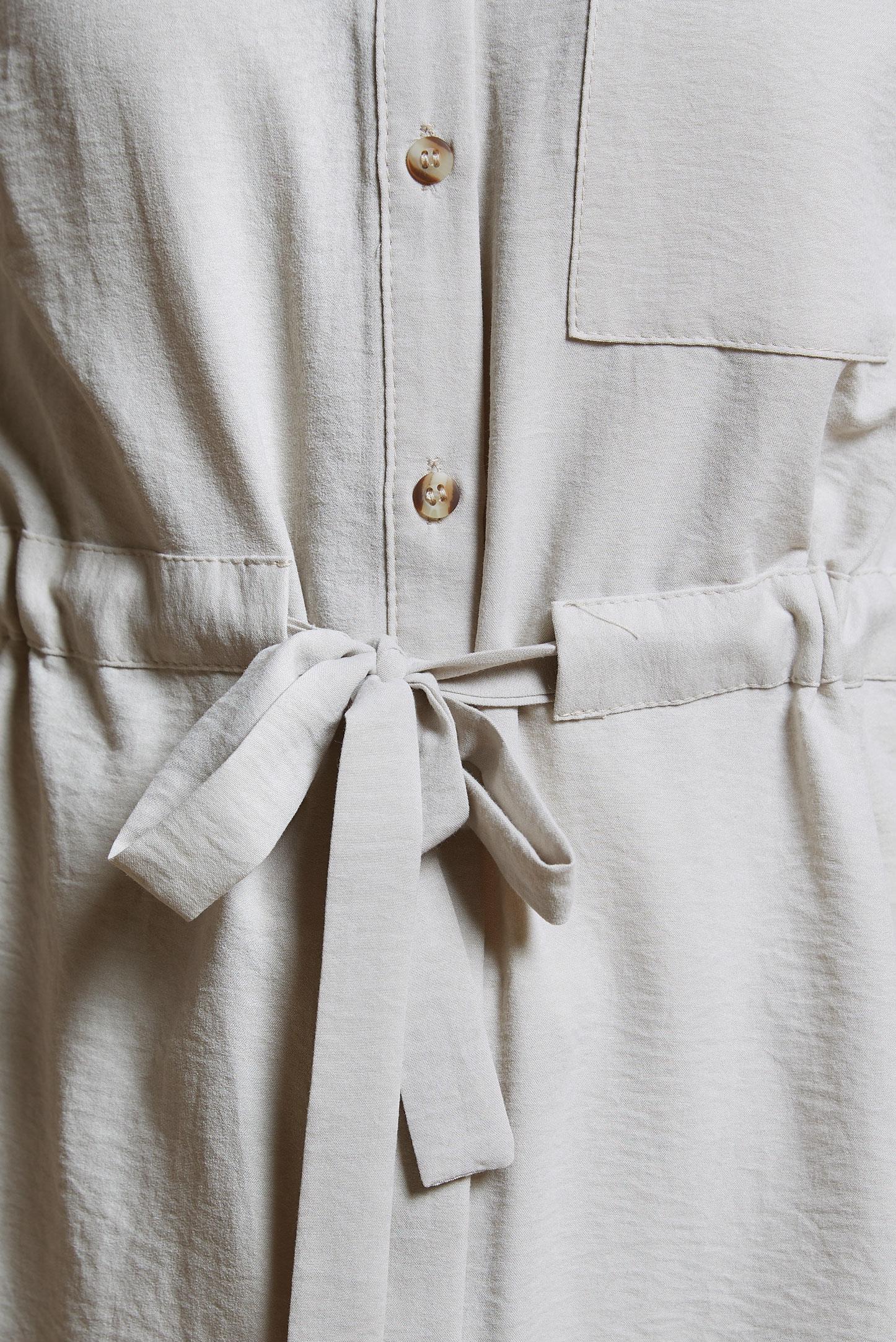 Tesettür giyim BEJ BELİ BÜZGÜLÜ TUNİK 42734