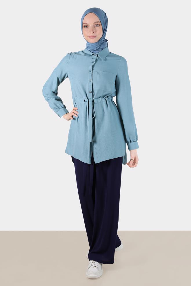 Hijab clothing  SMOCKING WAIST TUNIC 42734 - ALVİNA