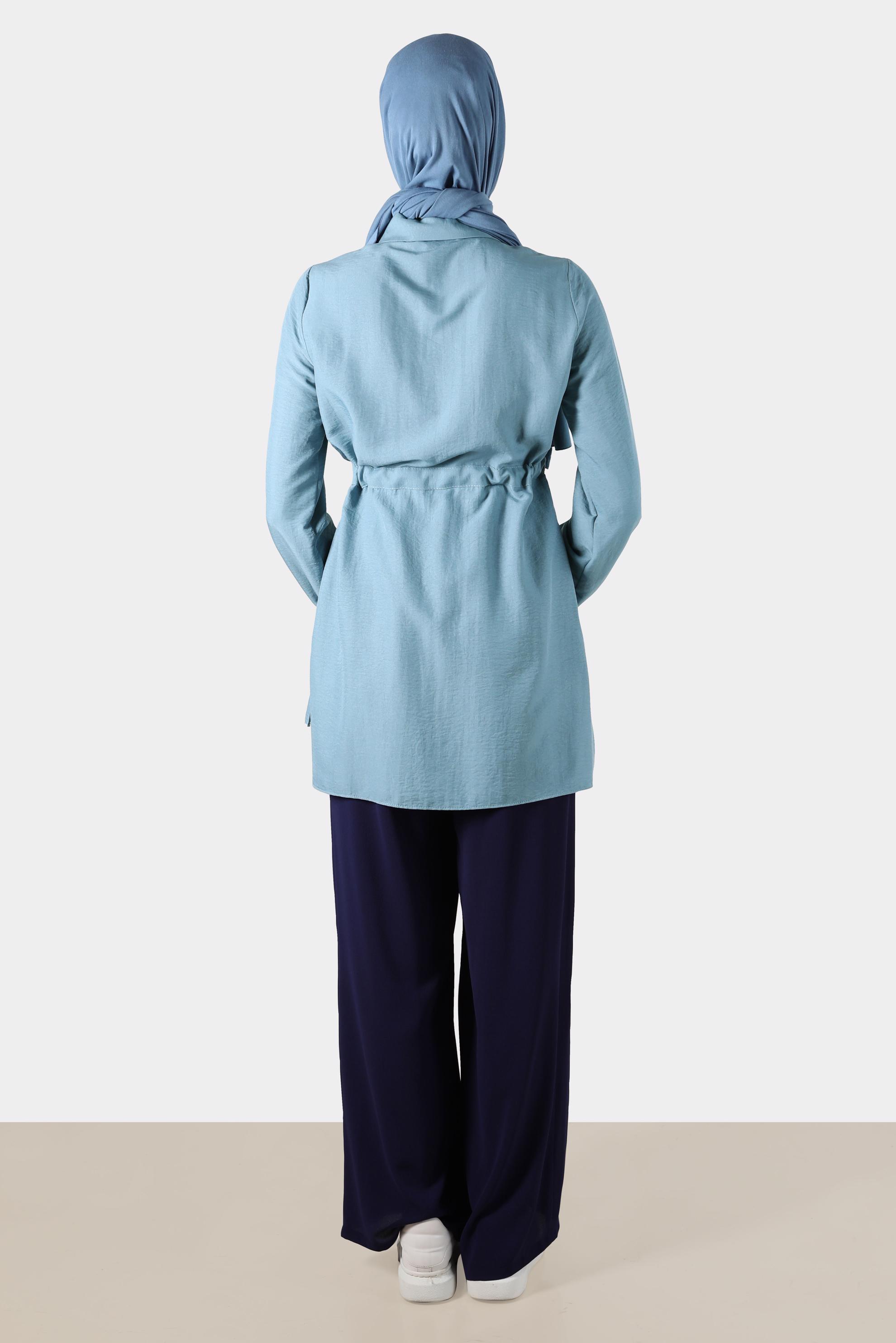 Hijab clothing BLUE SMOCKING WAIST TUNIC 42734