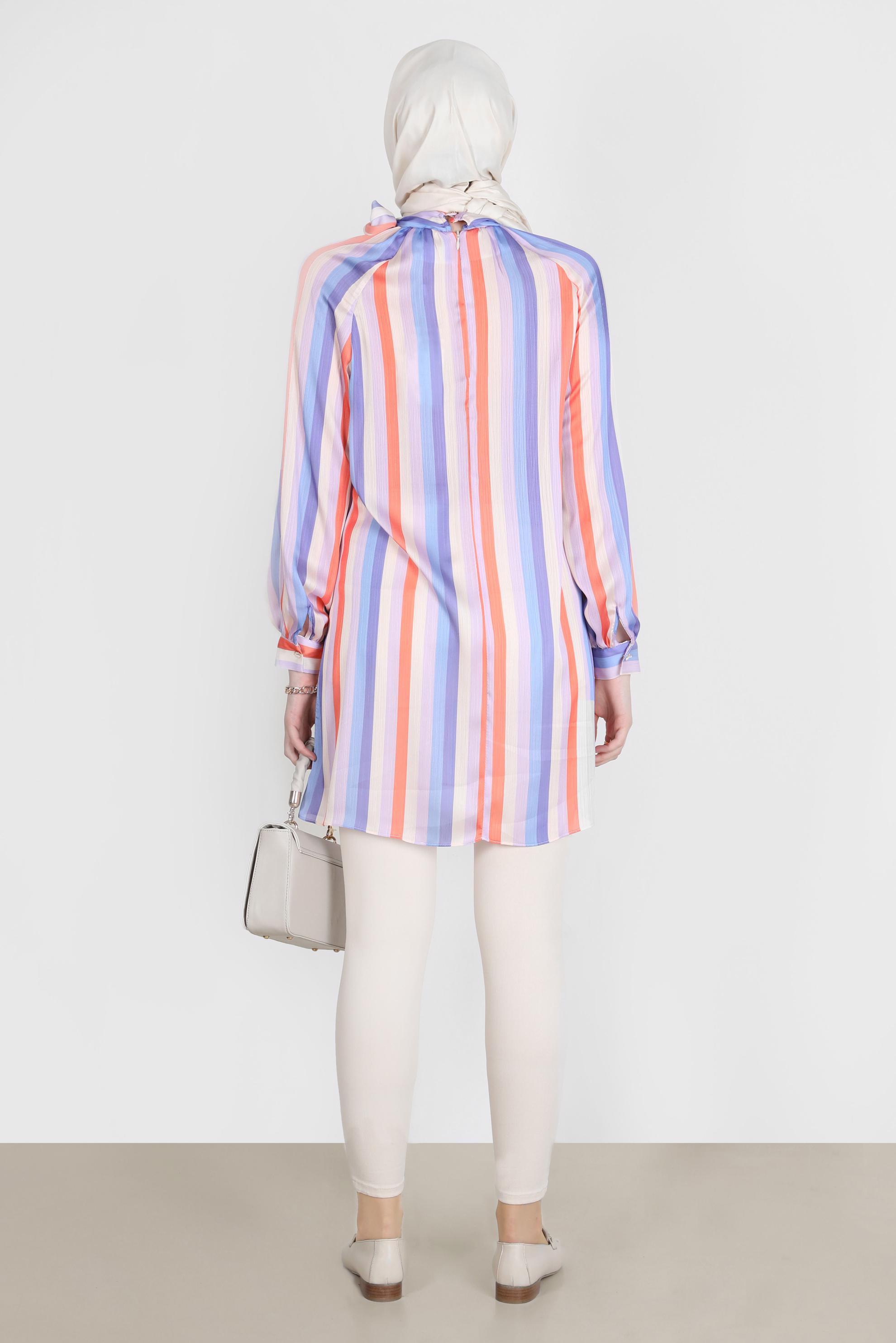 Tesettür giyim LACİVERT RENKLİ ŞERİTLİ TUNİK 42736 