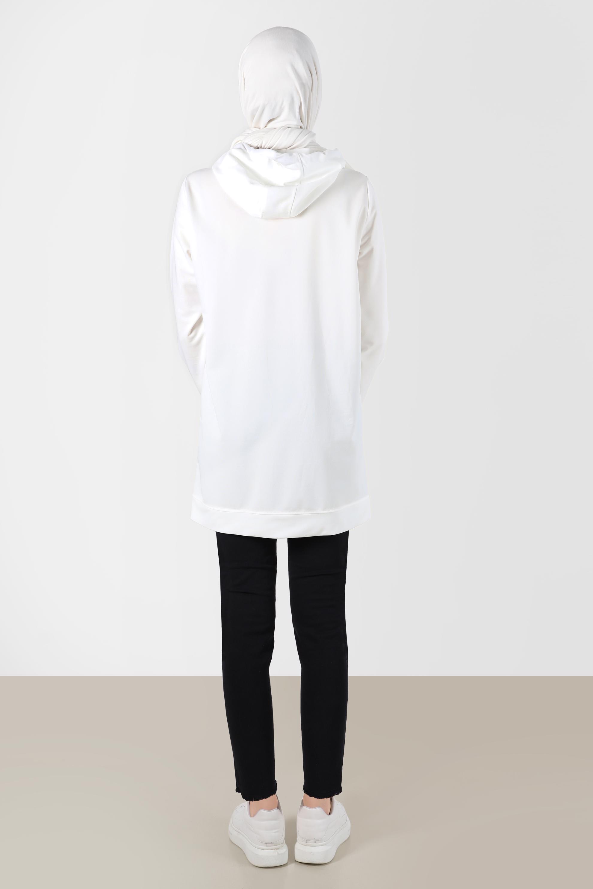 Tesettür giyim BEYAZ TAŞ BASKILI EŞOFMAN TUNİK 42741	