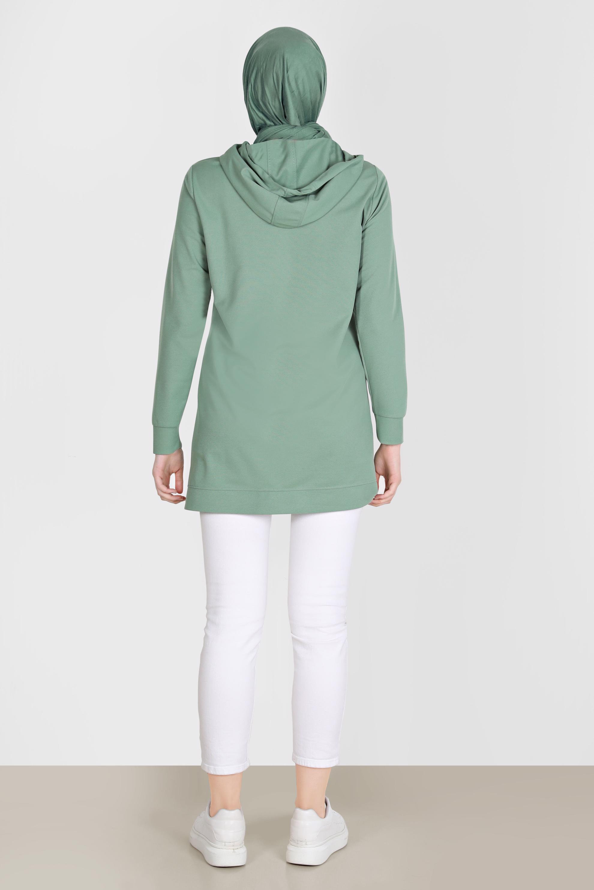 Tesettür giyim YEŞİL TAŞ BASKILI EŞOFMAN TUNİK 42741	