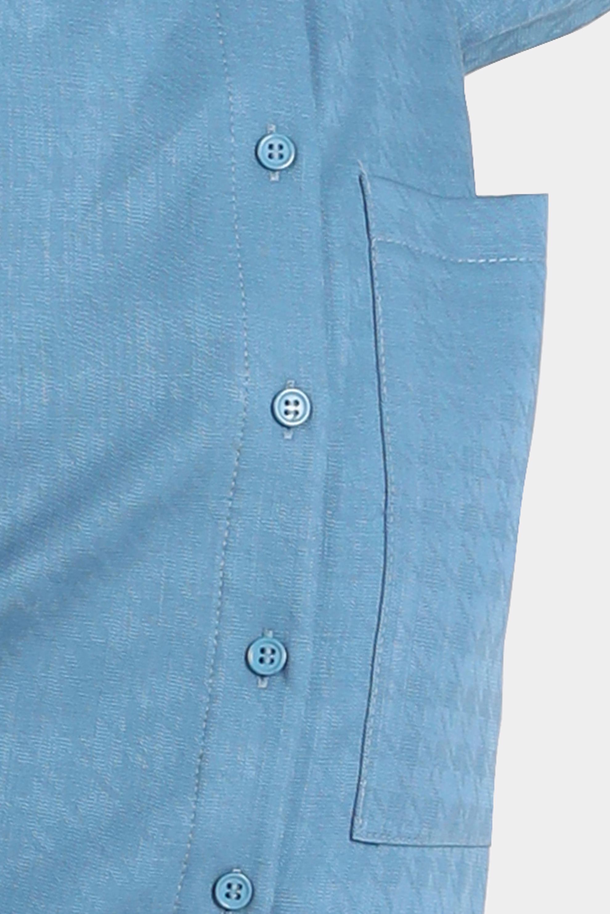 Tesettür giyim MAVİ KAZAYAĞI DESENLİ DÜĞMELİ TUNİK 42746 