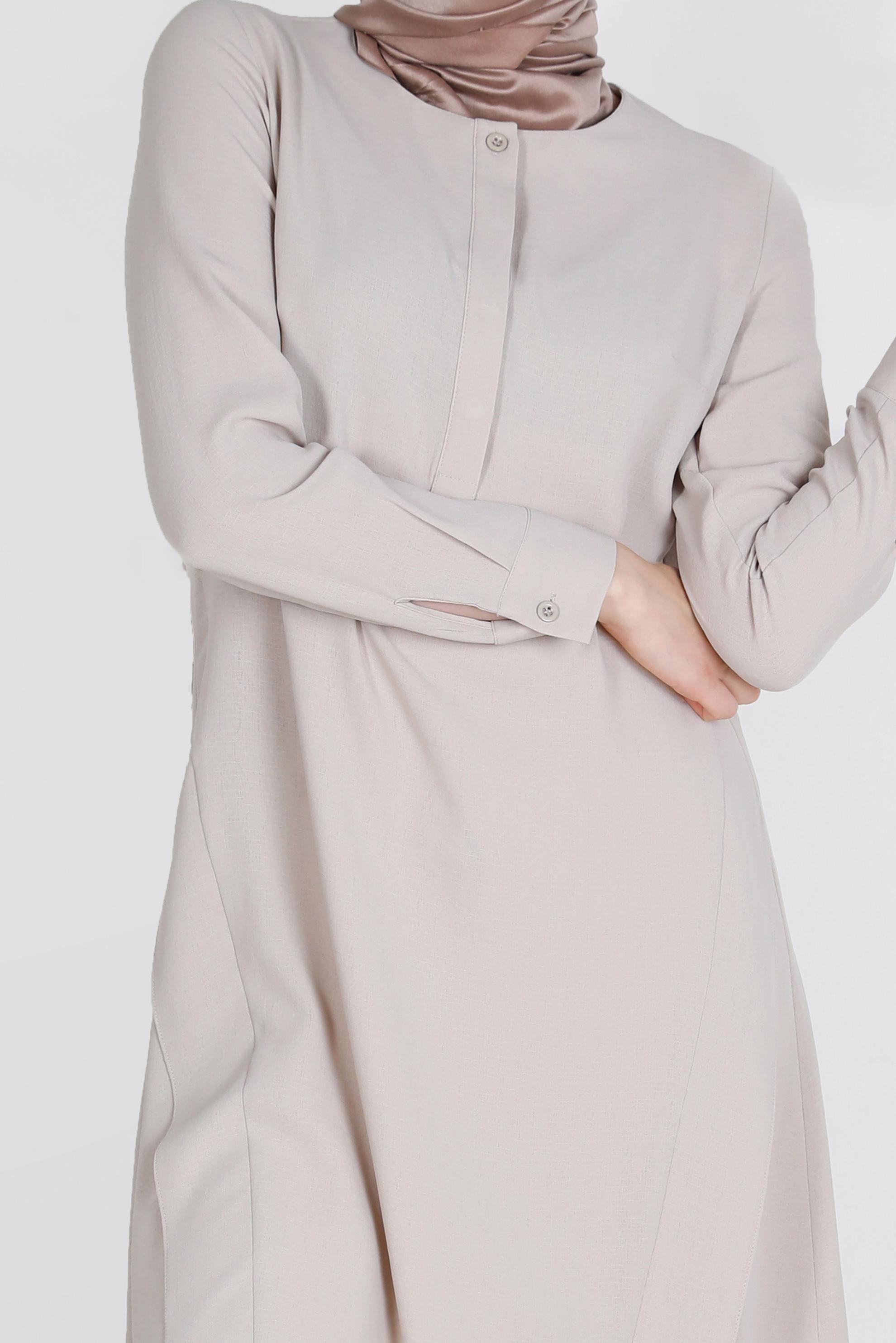 Tesettür giyim BEJ ASİMETRİK KESİM TUNİK 42772