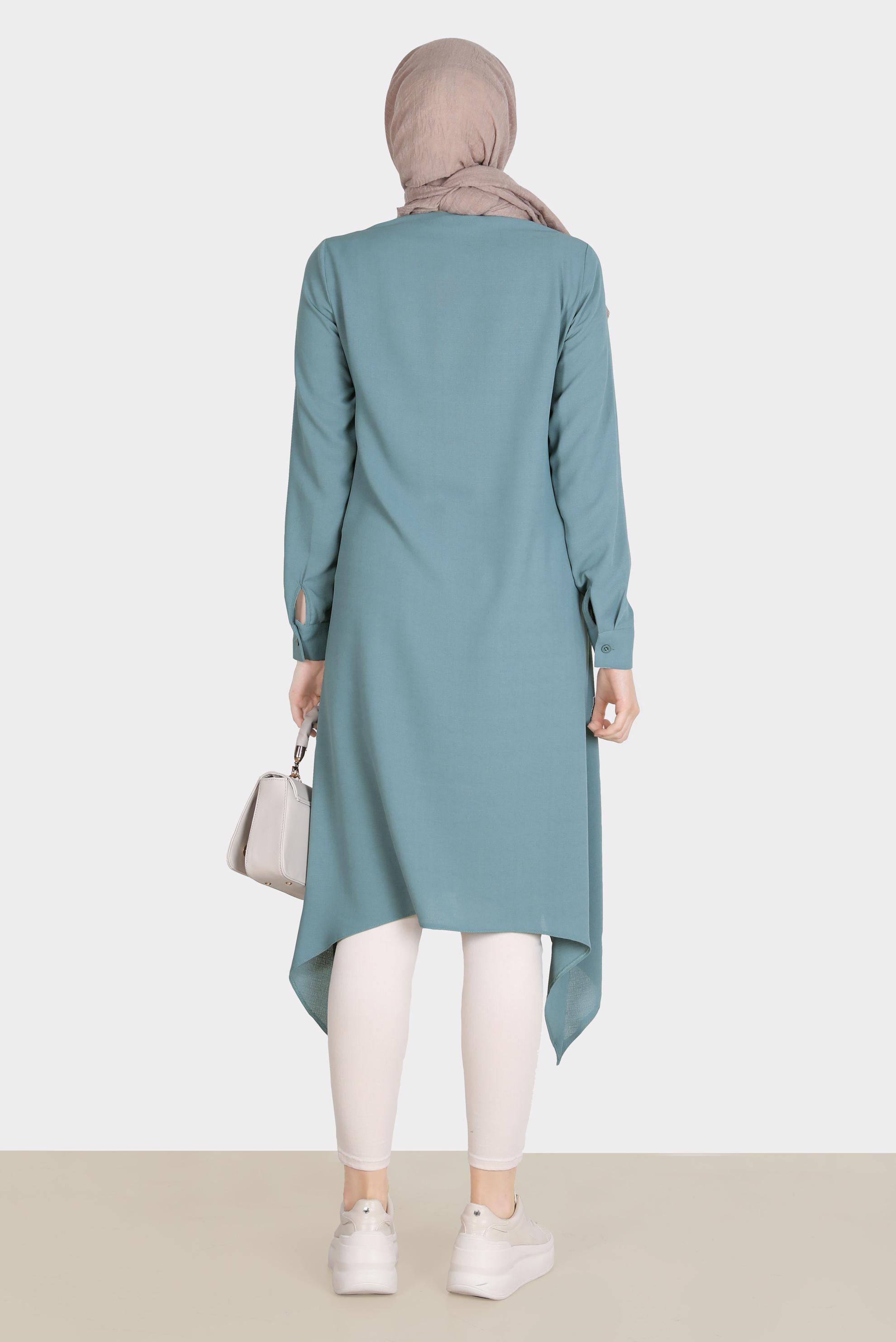 Tesettür giyim MAVİ ASİMETRİK KESİM TUNİK 42772