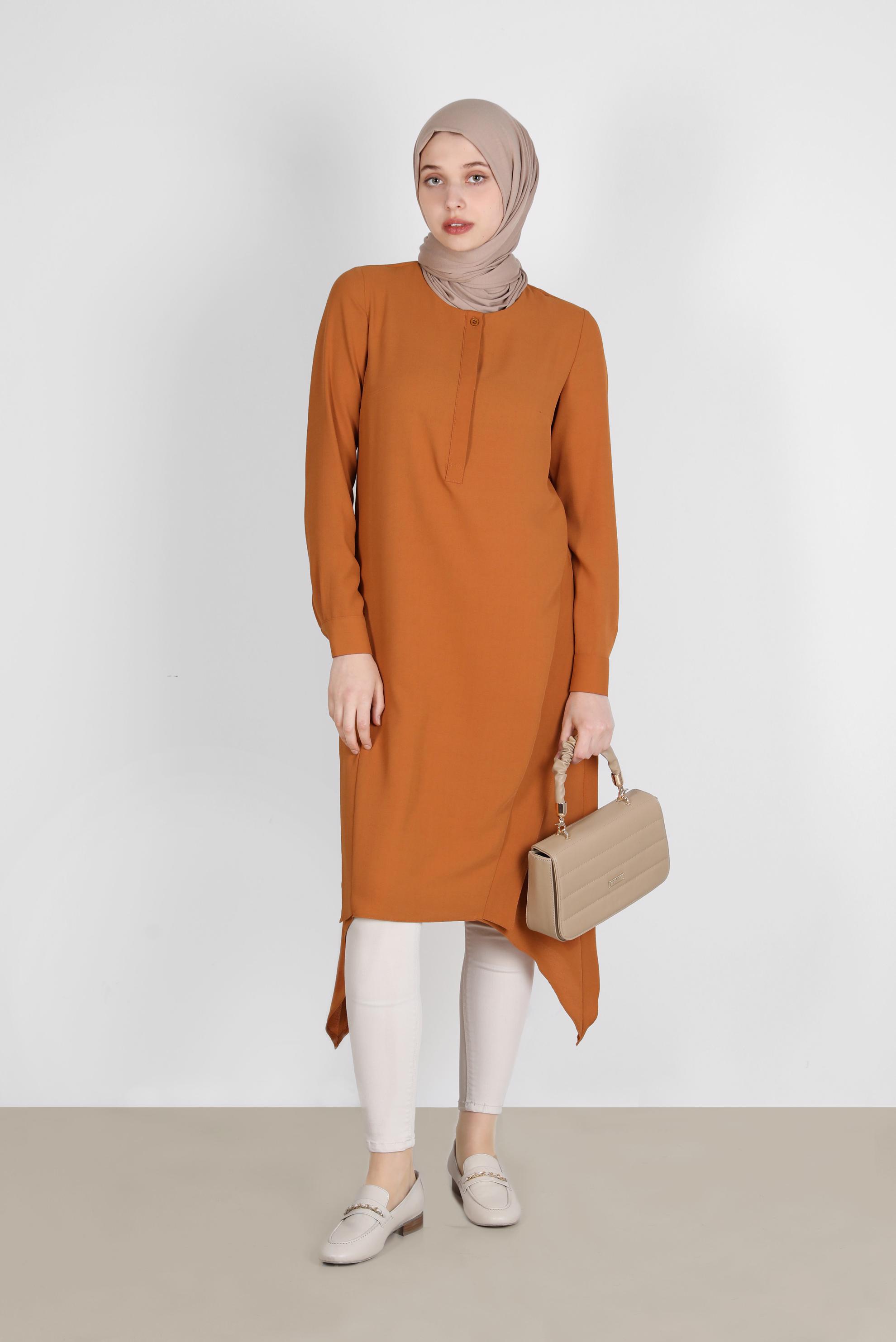 Tesettür giyim SARI ASİMETRİK KESİM TUNİK 42772