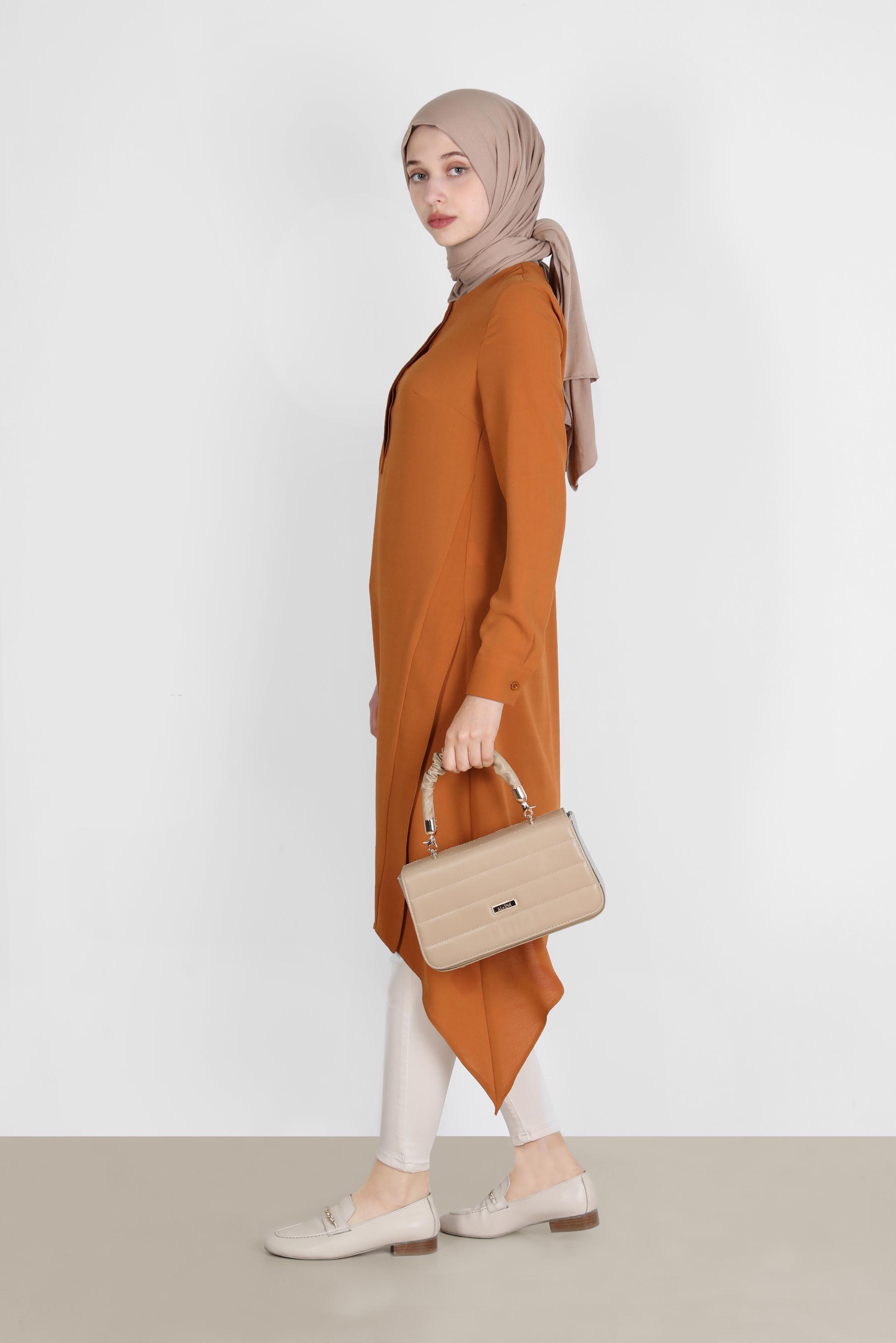 Tesettür giyim SARI ASİMETRİK KESİM TUNİK 42772