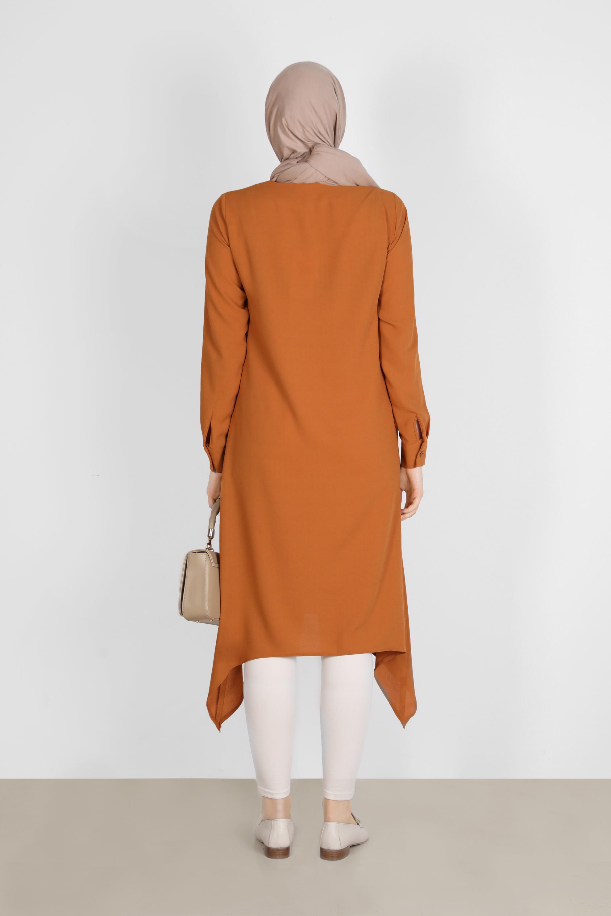 Tesettür giyim SARI ASİMETRİK KESİM TUNİK 42772