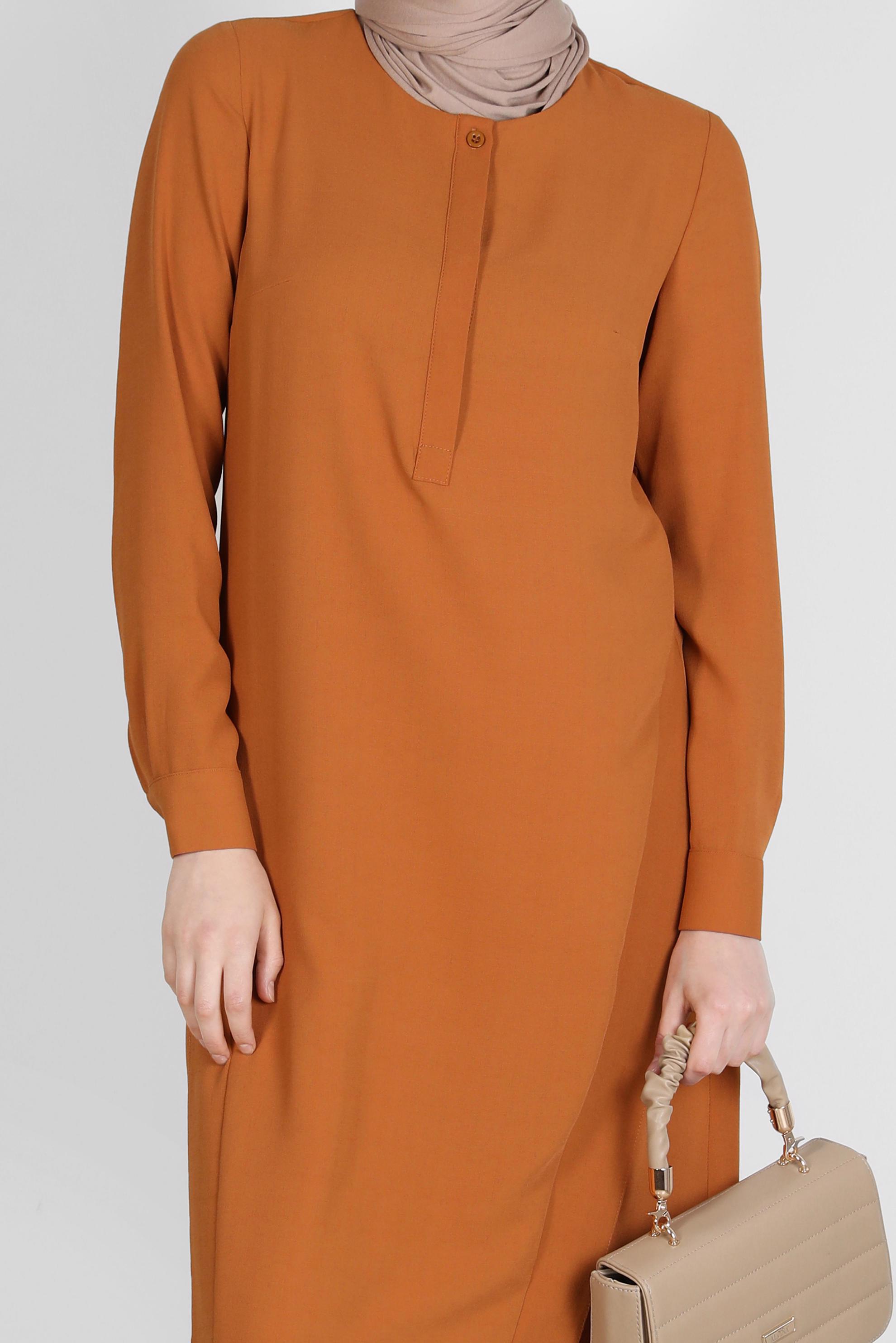 Tesettür giyim SARI ASİMETRİK KESİM TUNİK 42772