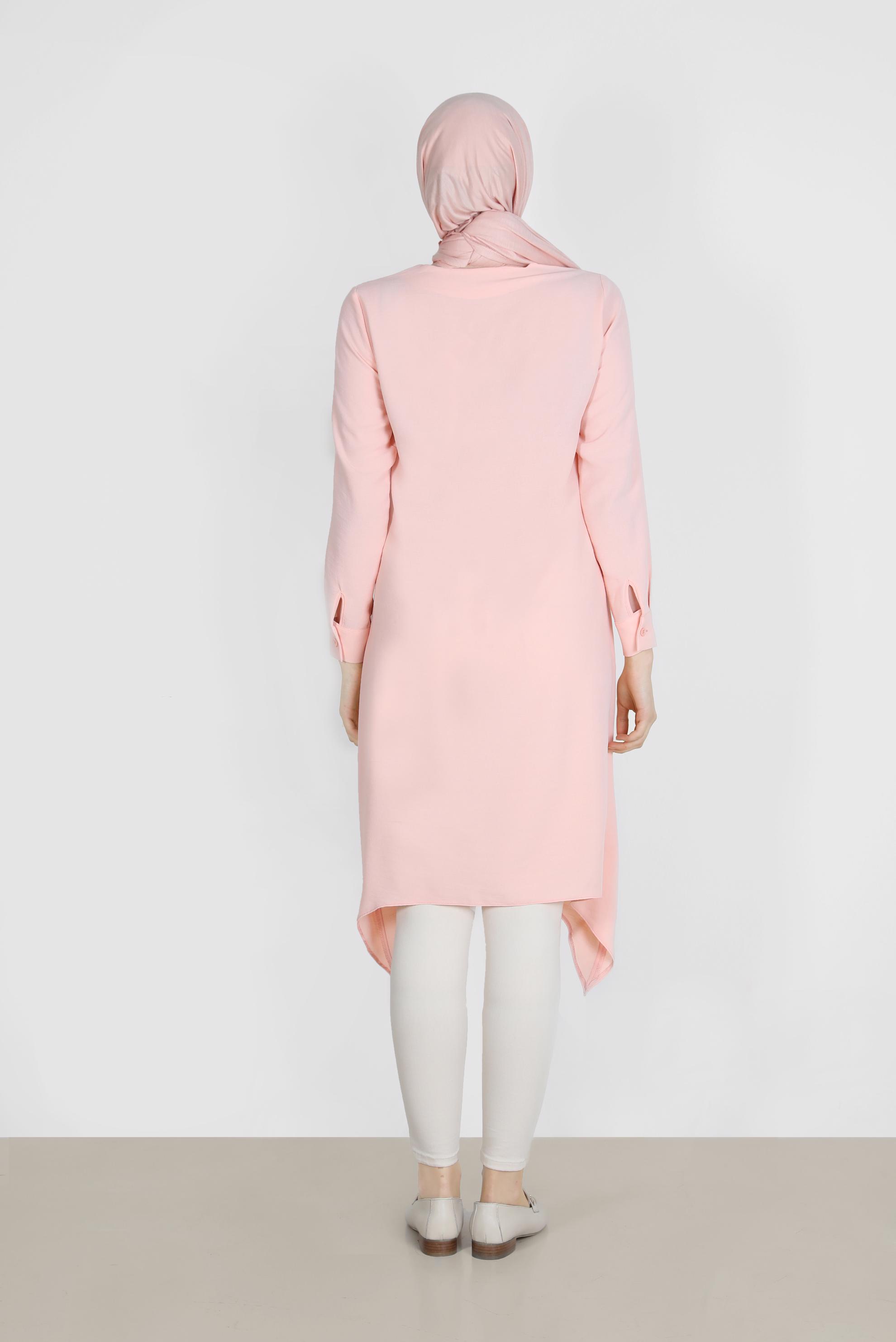 Tesettür giyim PUDRA ASİMETRİK KESİM TUNİK 42772
