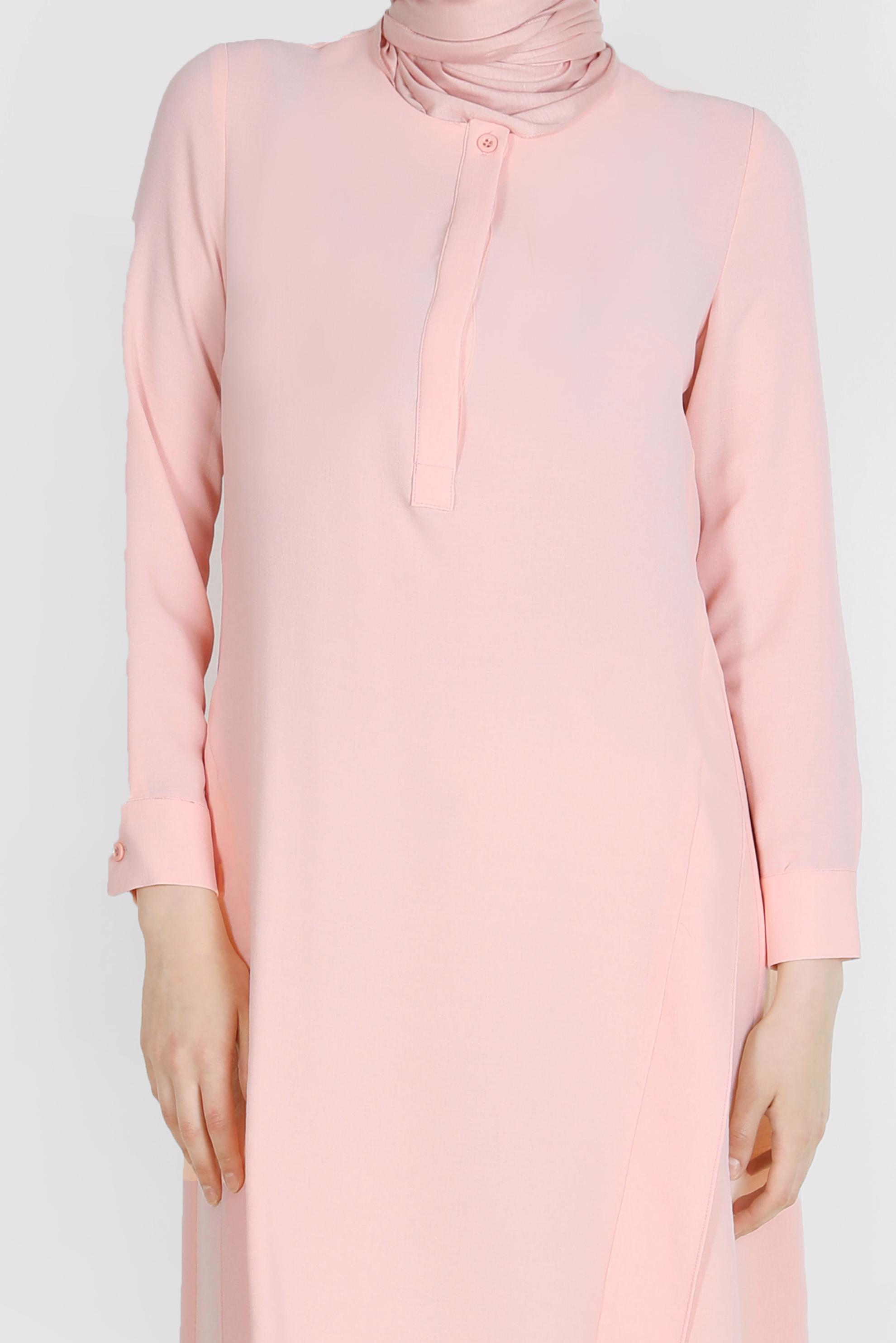 Tesettür giyim PUDRA ASİMETRİK KESİM TUNİK 42772