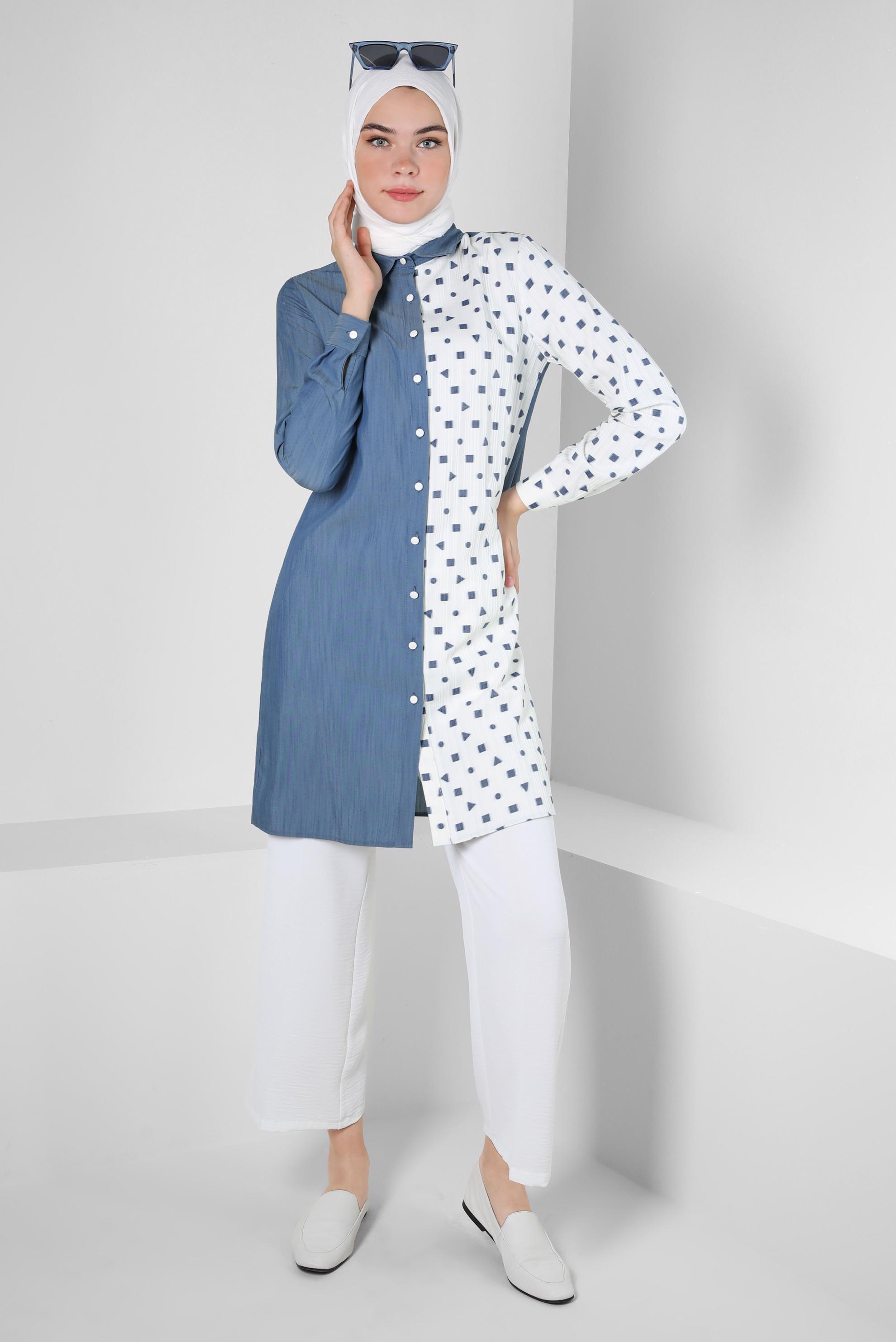 Tesettür giyim LACİVERT 42781-1 7465 TUNİK 38/48 TEK40