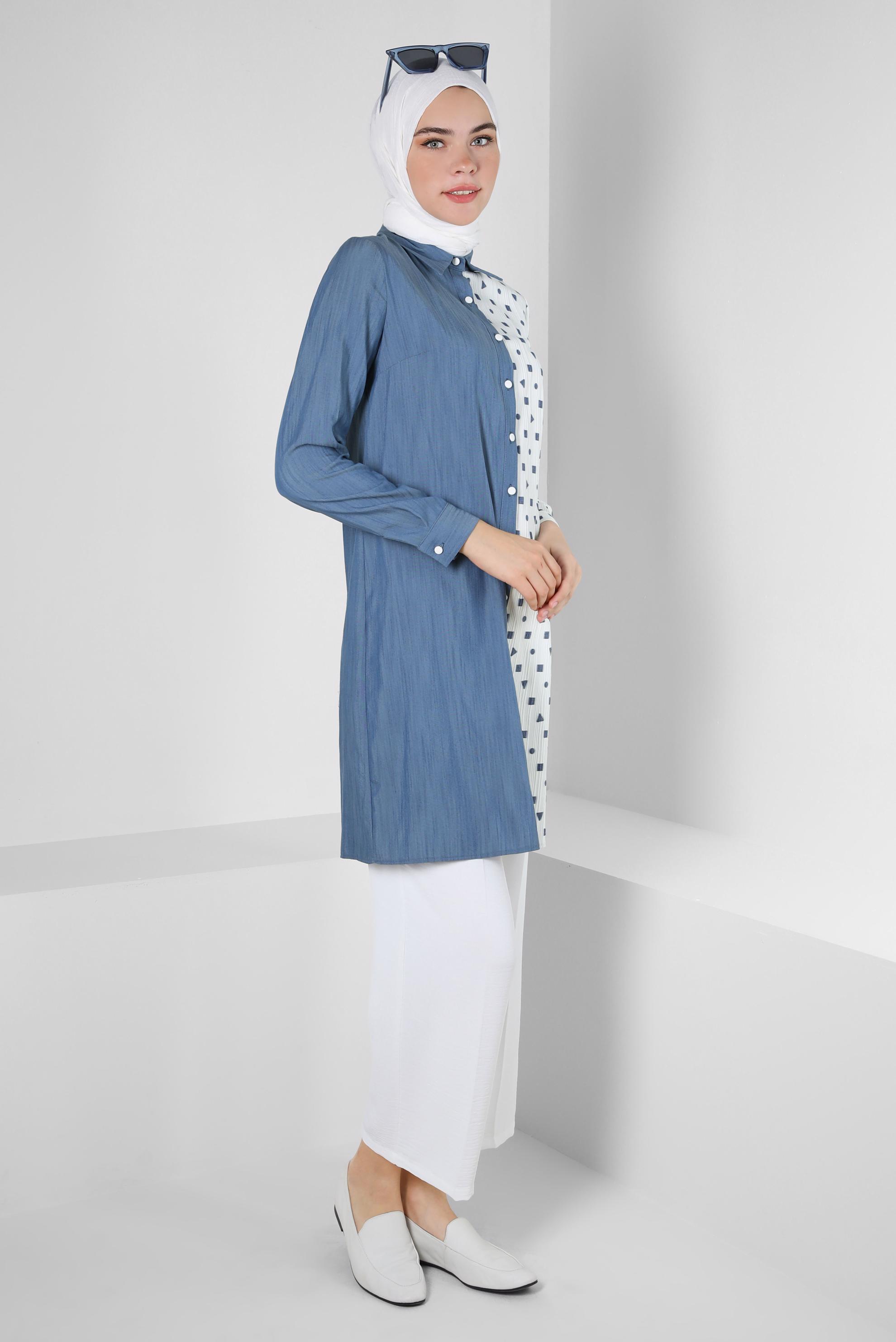 Tesettür giyim LACİVERT 42781-1 7465 TUNİK 38/48 TEK40