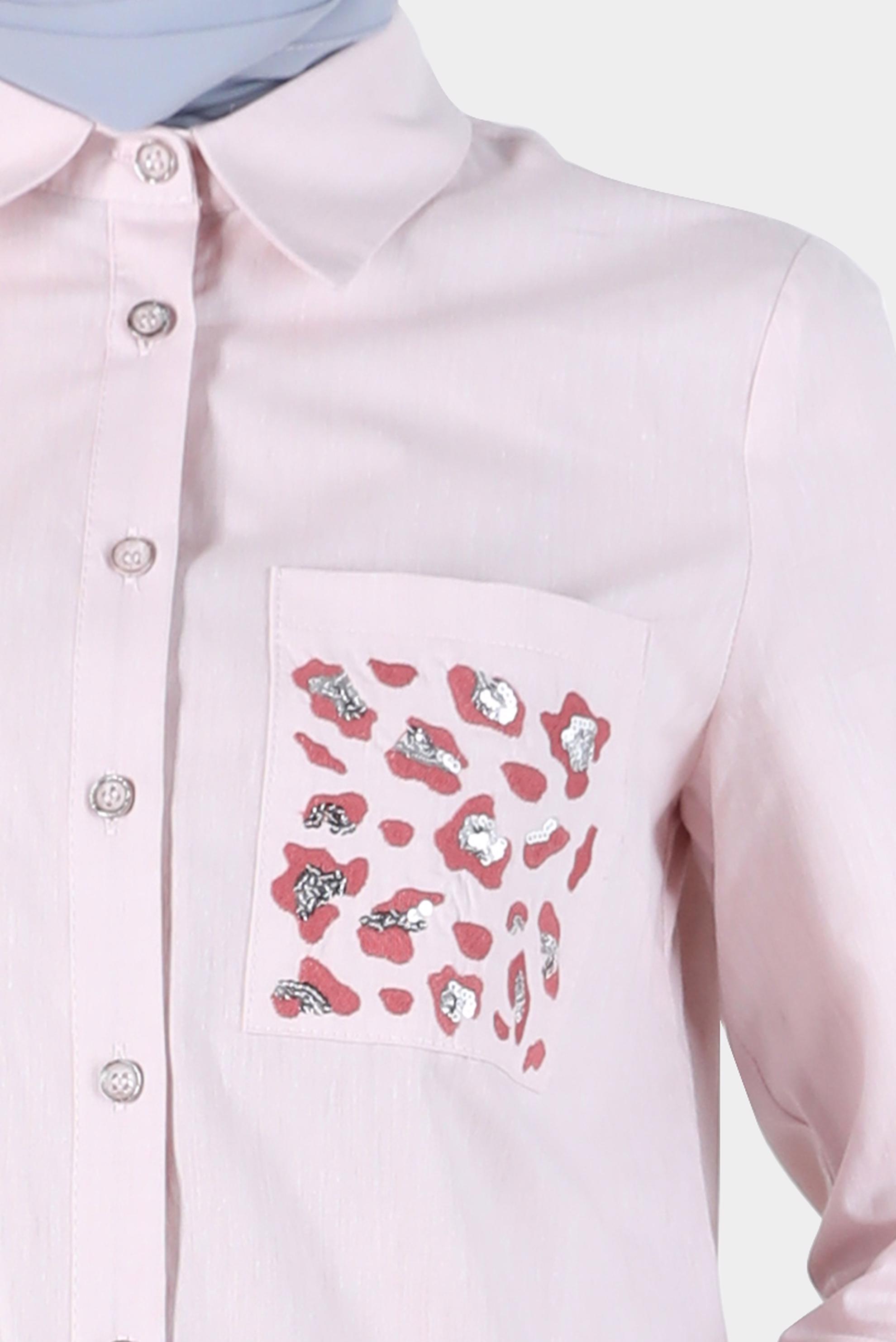 Tesettür giyim PUDRA CEBİ LEOPAR DESENLİ PAMUKLU TUNİK 42783