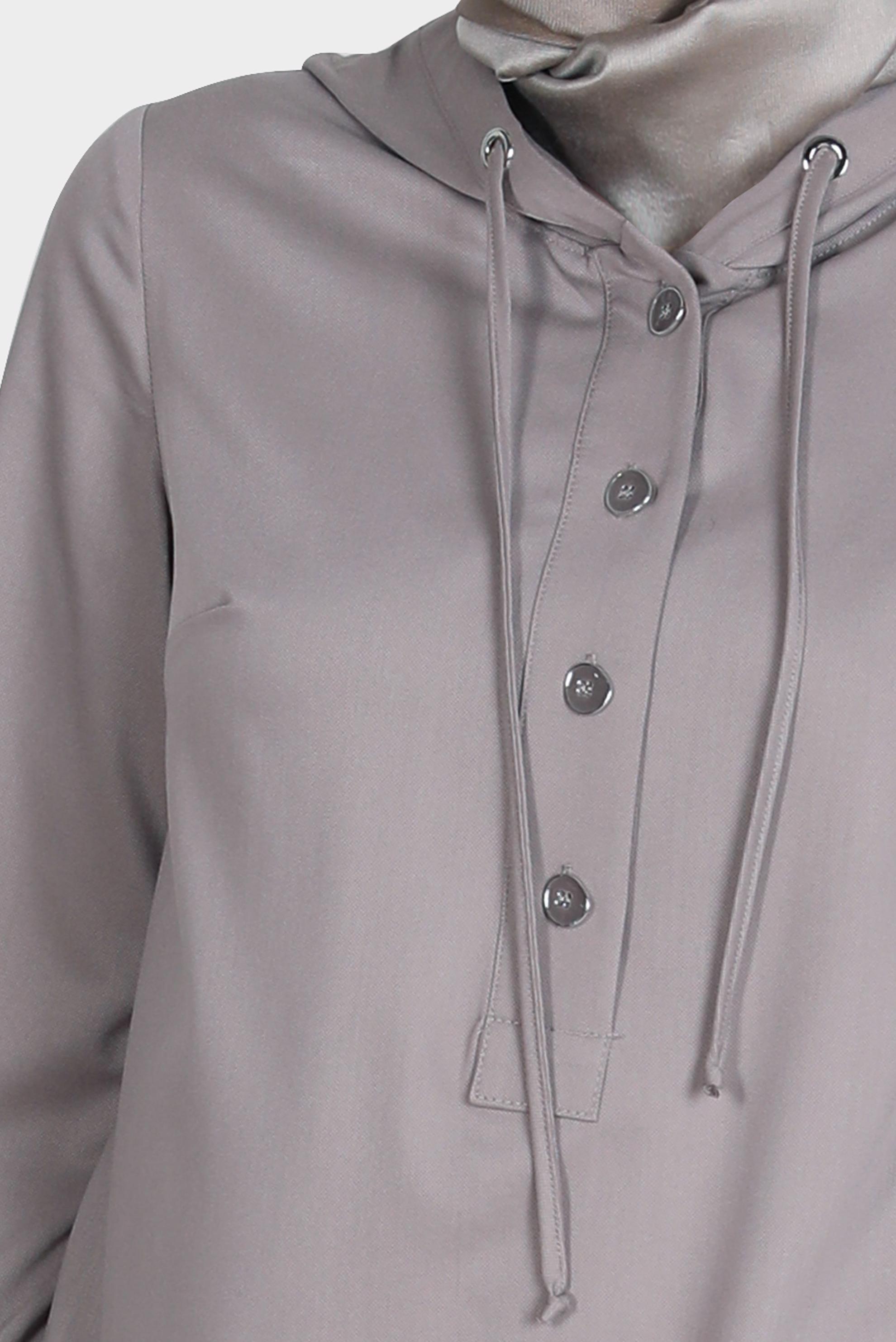 Tesettür giyim KAHVE DÜĞMELİ KAPÜŞONLU TUNİK 42784 