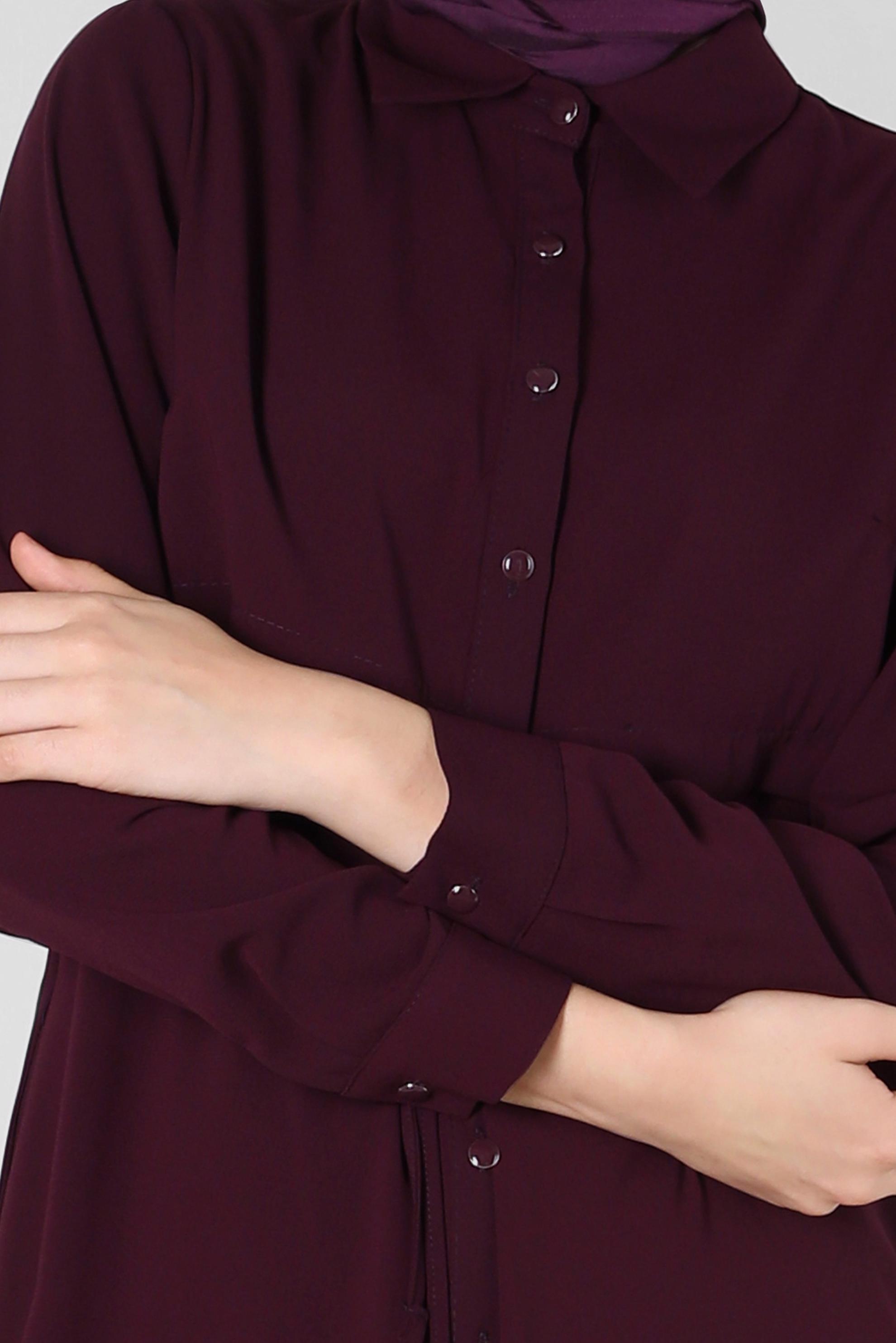 Tesettür giyim MÜRDÜM GÖMLEK YAKA TUNİK 42785