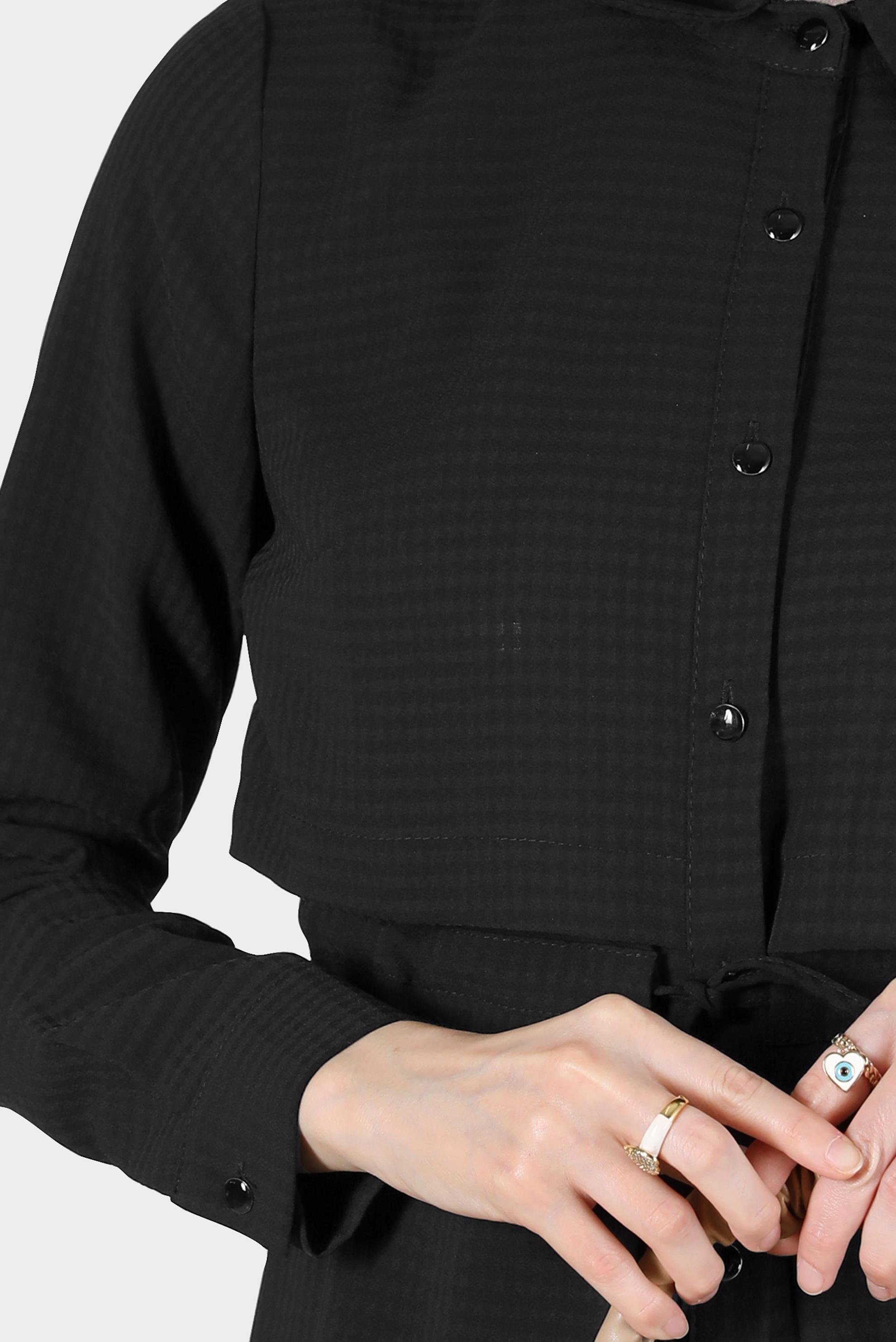 Tesettür giyim SİYAH BELİ BÜZGÜLÜ TUNİK 42785-1