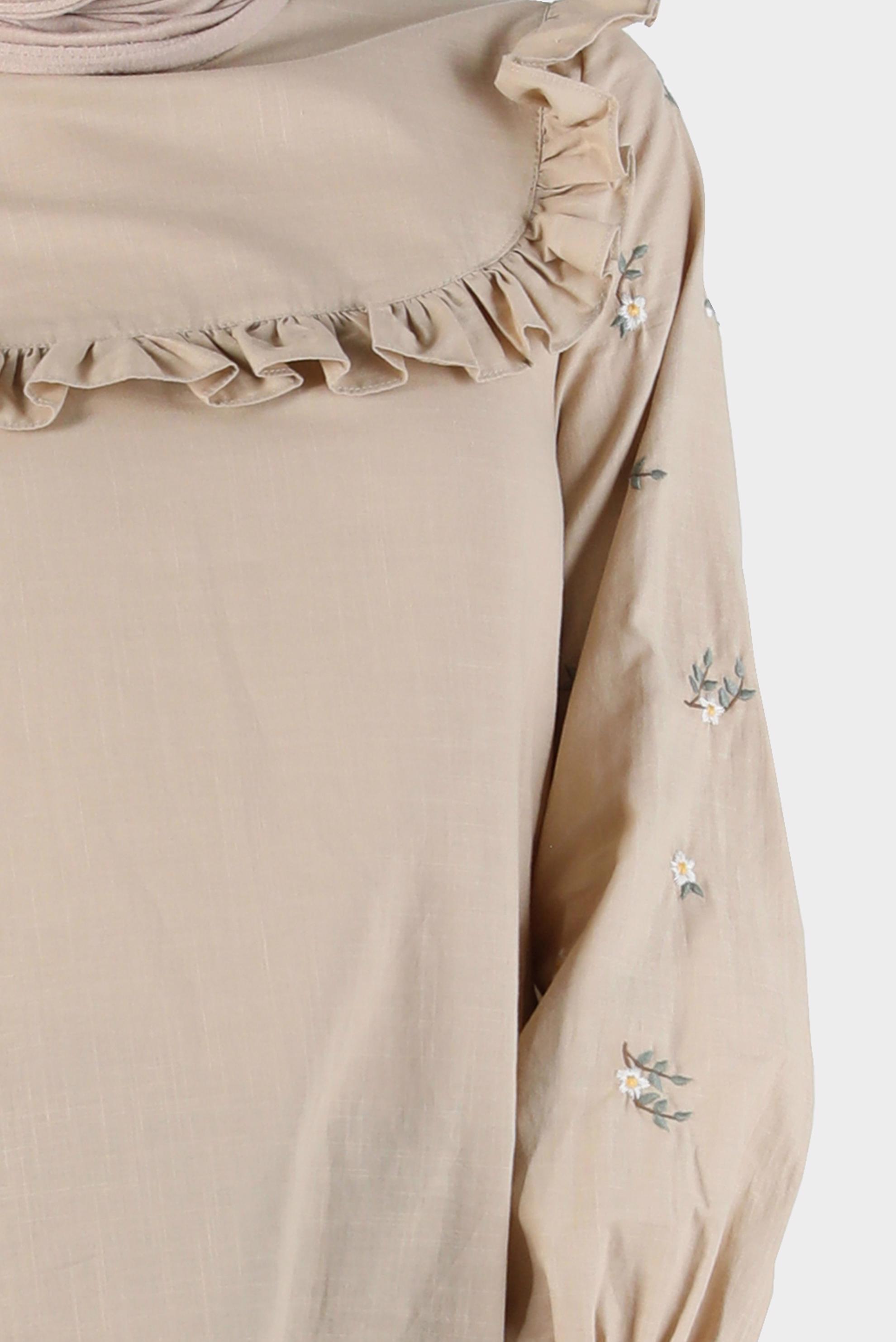 Tesettür giyim KUM KOLLARI ÇİÇEKLİ FIRFIRLI TUNİK 42788 