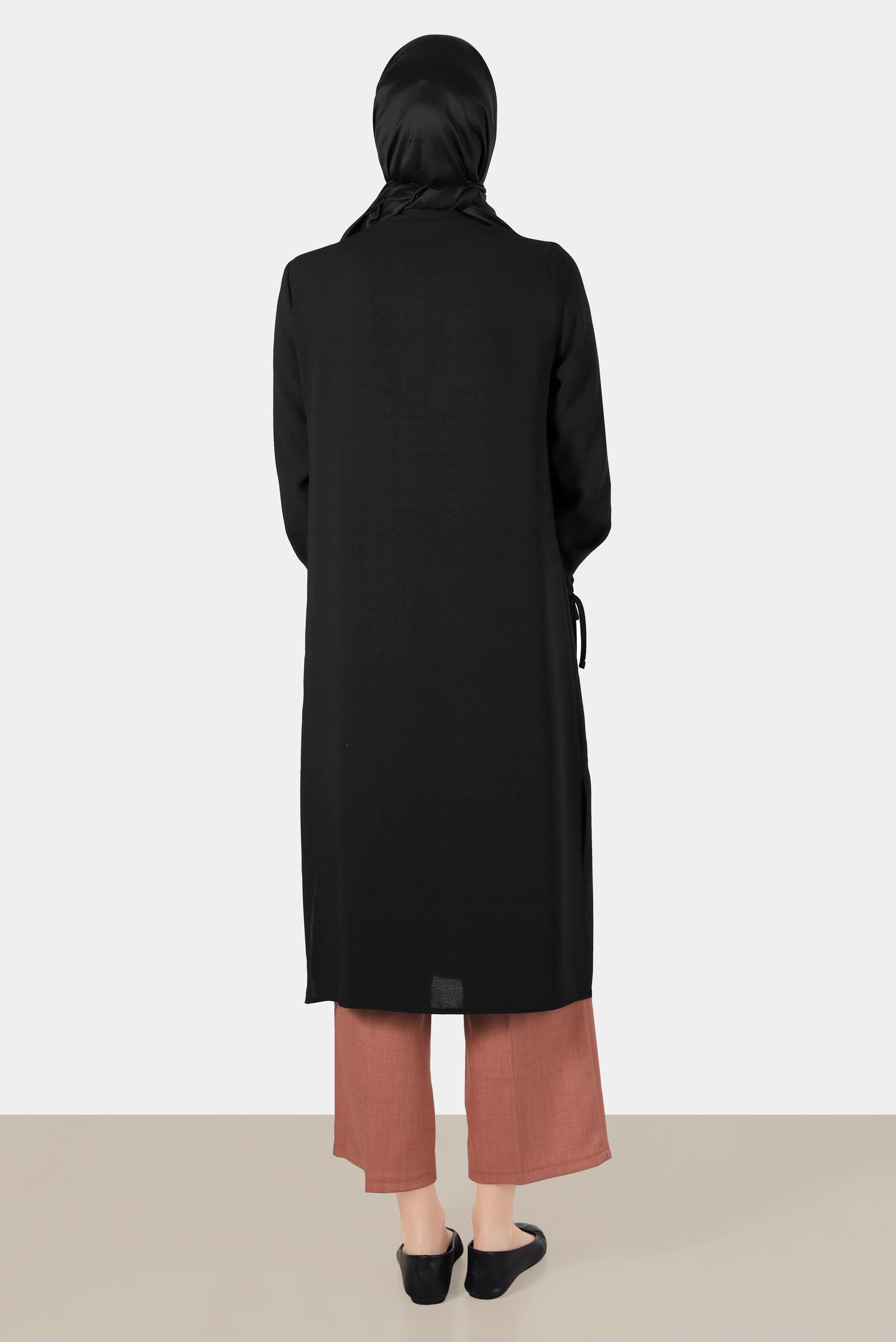 Tesettür giyim SİYAH BAĞLAMA DETAYLI TUNİK 42789 