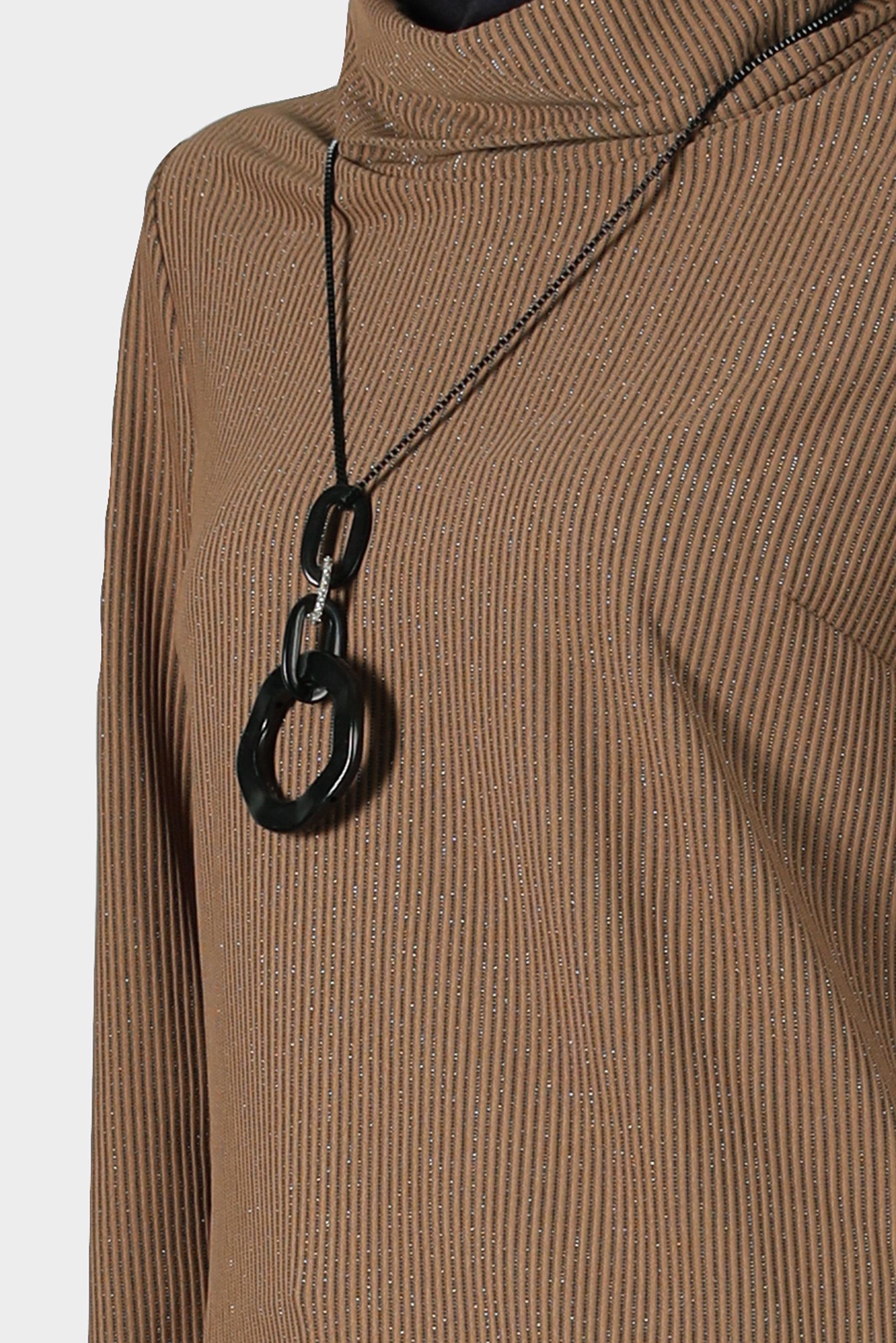 Tesettür giyim KAHVE ŞİFON DETAYLI SİMLİ TUNİK 42811 