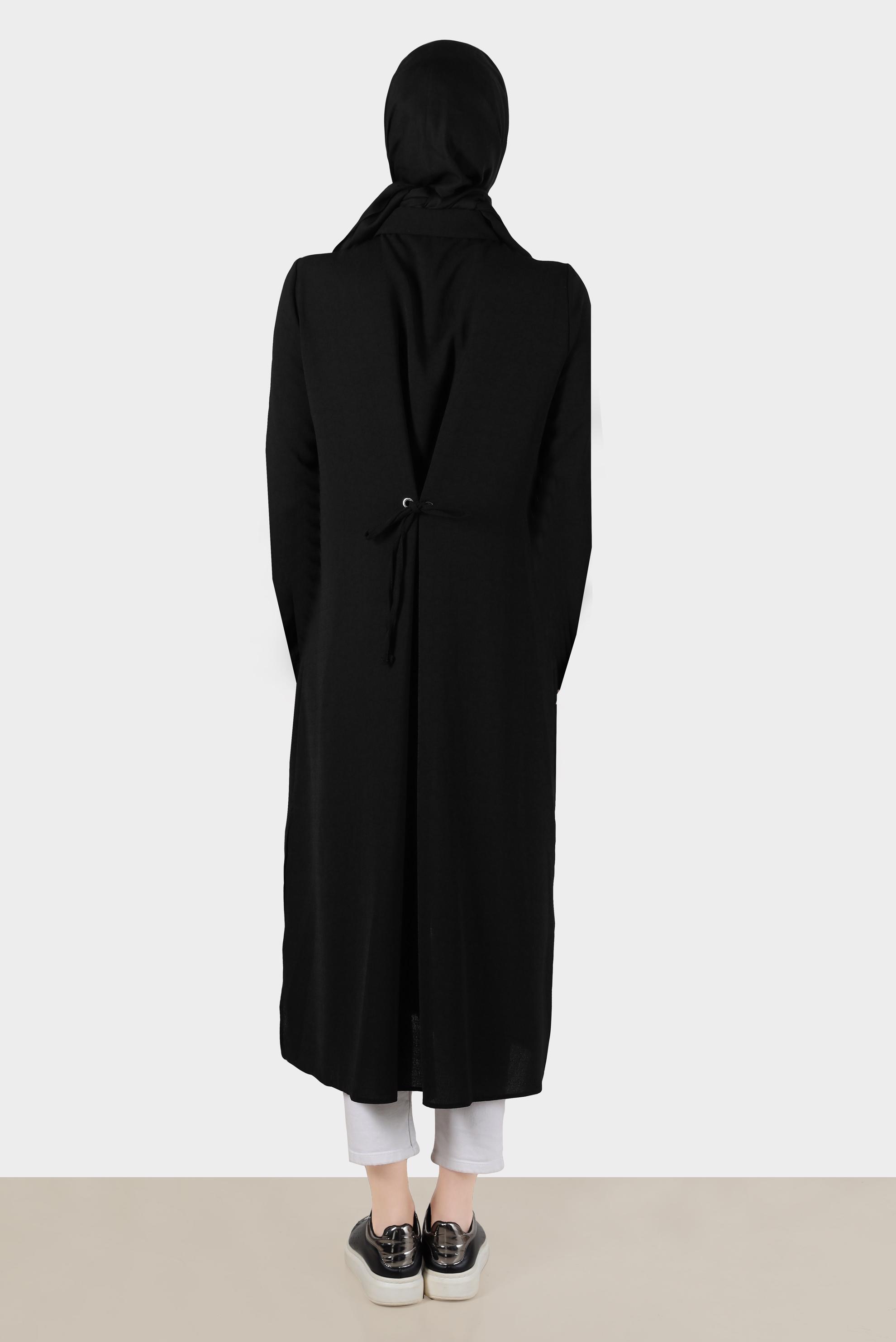 Tesettür giyim SİYAH BAĞLAMA DETAYLI TUNİK 42816 