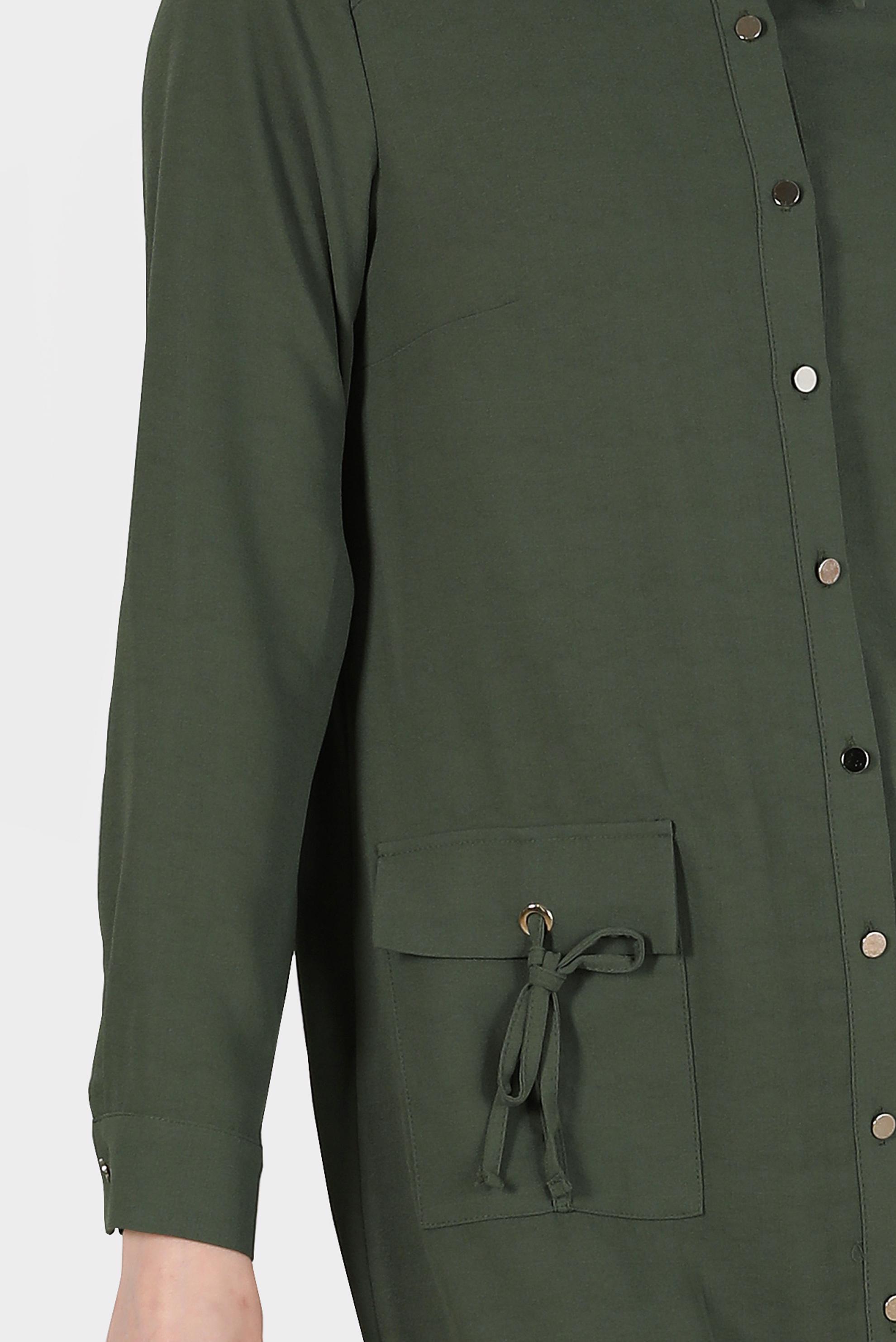 Tesettür giyim HAKİ BAĞLAMA DETAYLI TUNİK 42816 