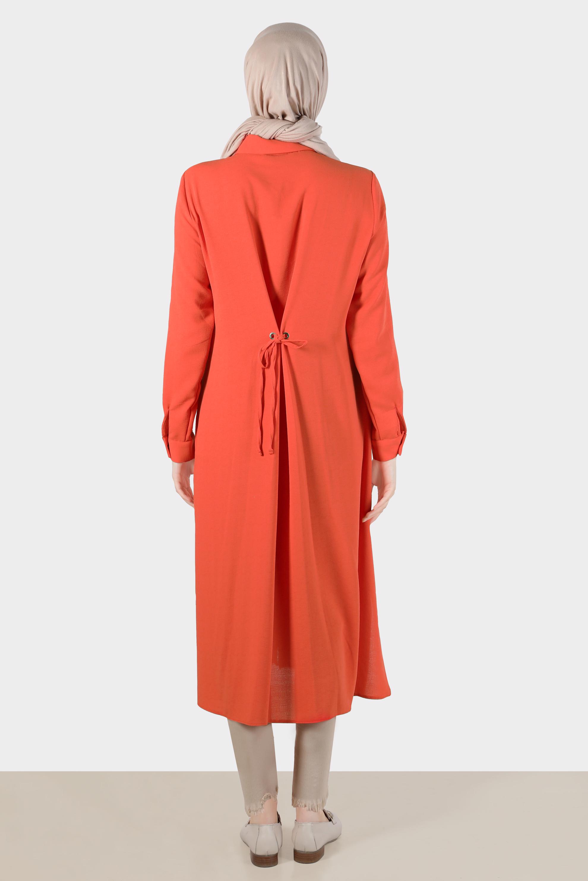 Tesettür giyim KIRMIZI BAĞLAMA DETAYLI TUNİK 42816 