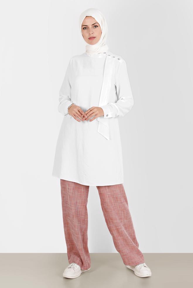 Hijab clothing  FOULARD DETAIL BUTTONED TUNIC 42817  - ALVİNA