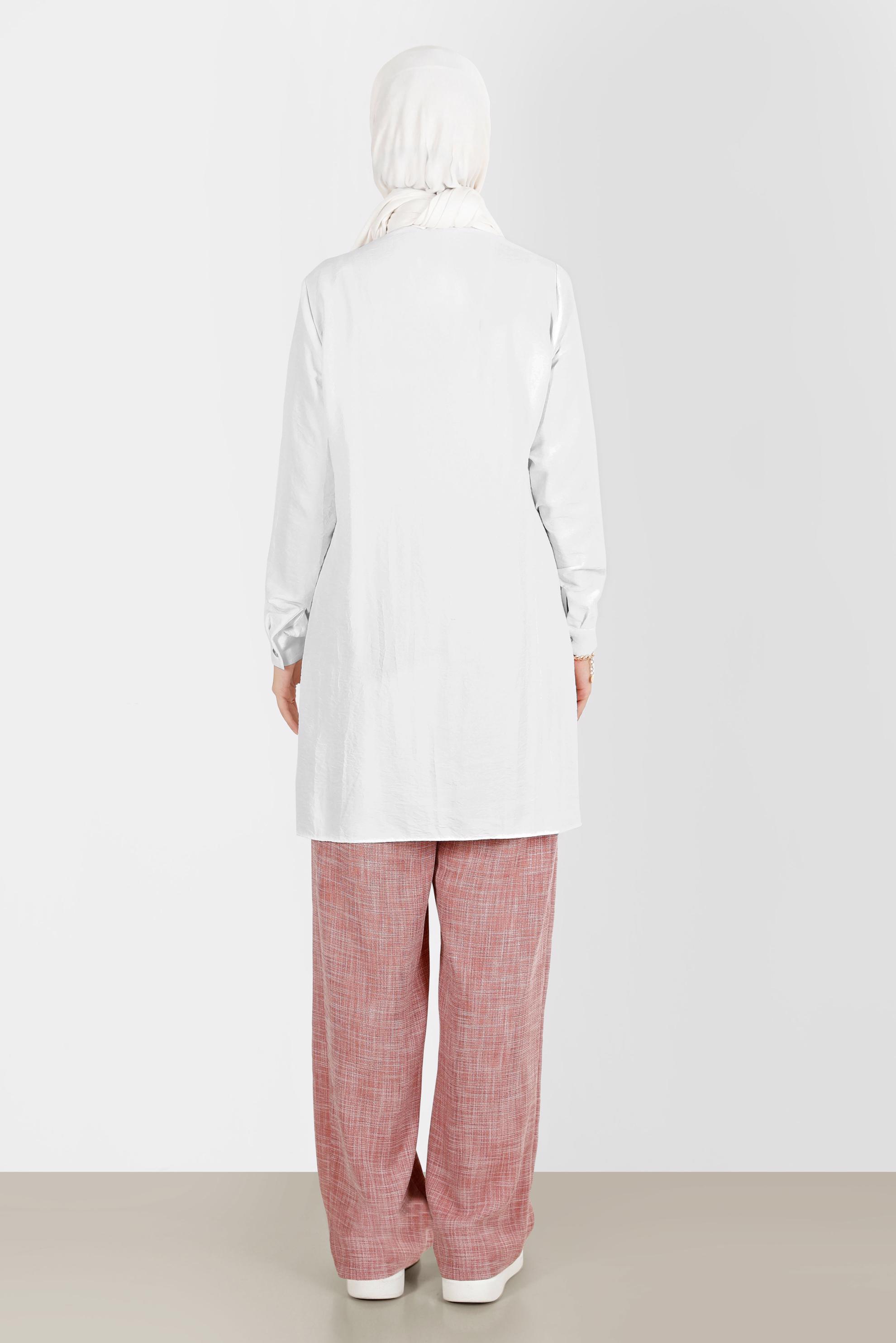 Hijab clothing WHITE FOULARD DETAIL BUTTONED TUNIC 42817 