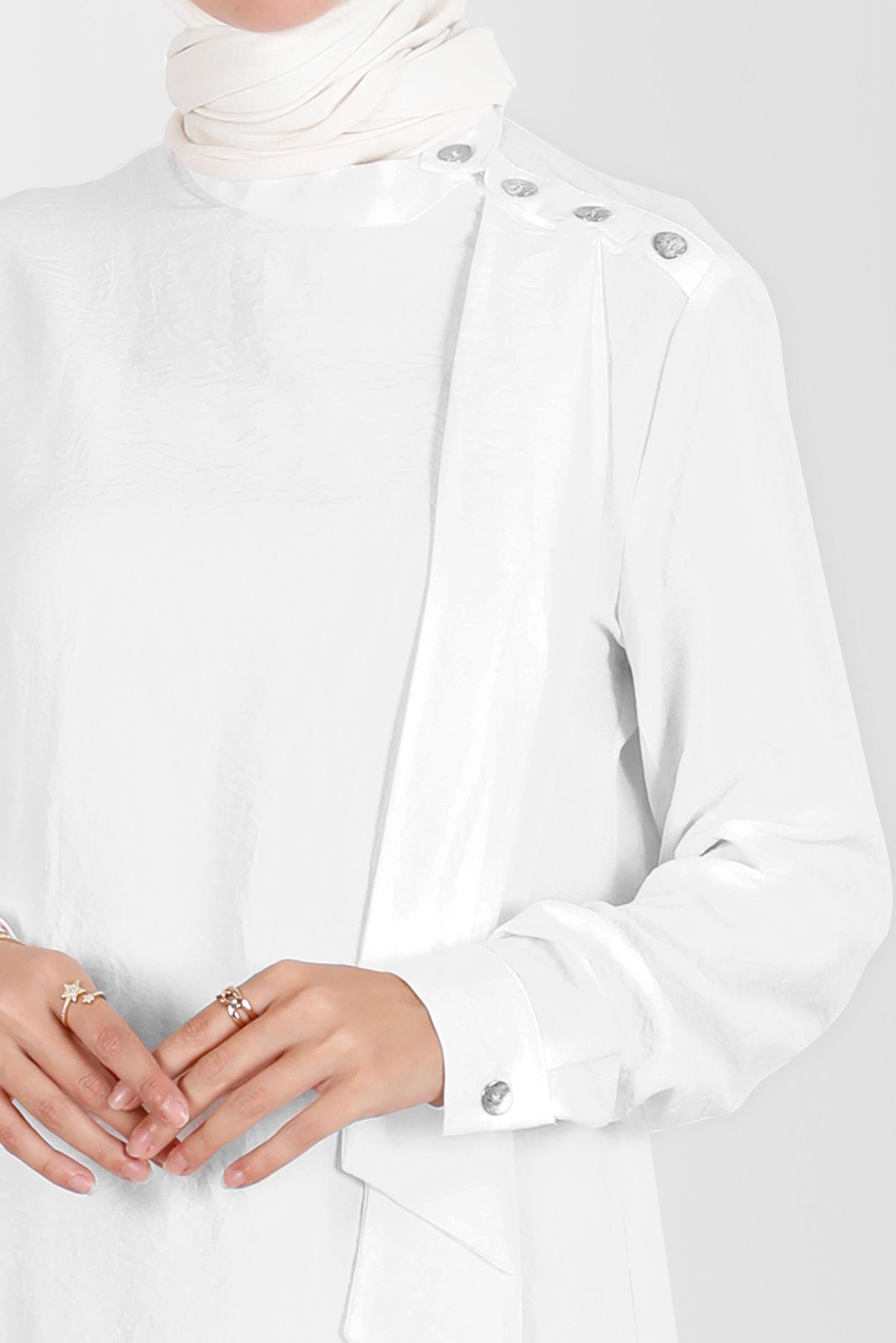Hijab clothing WHITE FOULARD DETAIL BUTTONED TUNIC 42817 