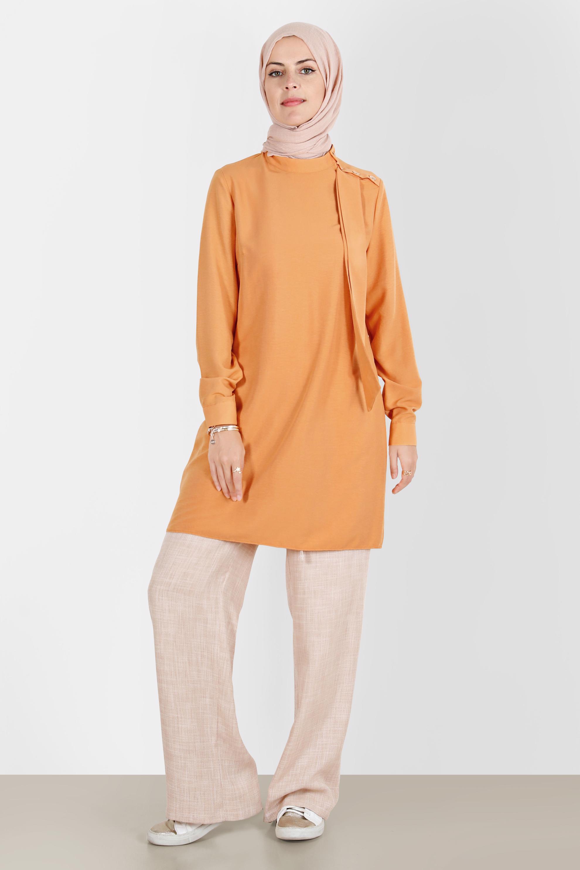 Hijab clothing YELLOW FOULARD DETAIL BUTTONED TUNIC 42817 