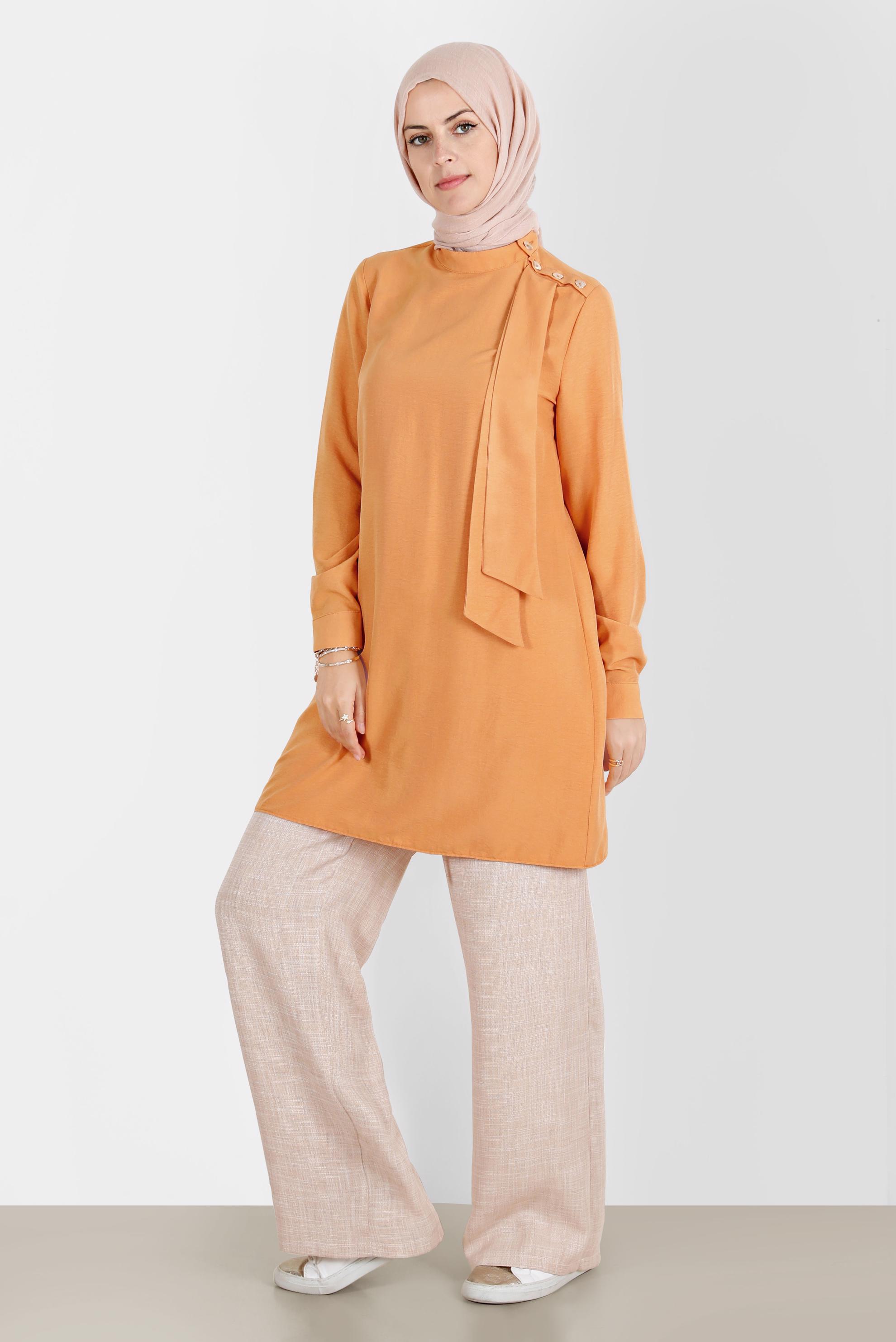 Hijab clothing YELLOW FOULARD DETAIL BUTTONED TUNIC 42817 