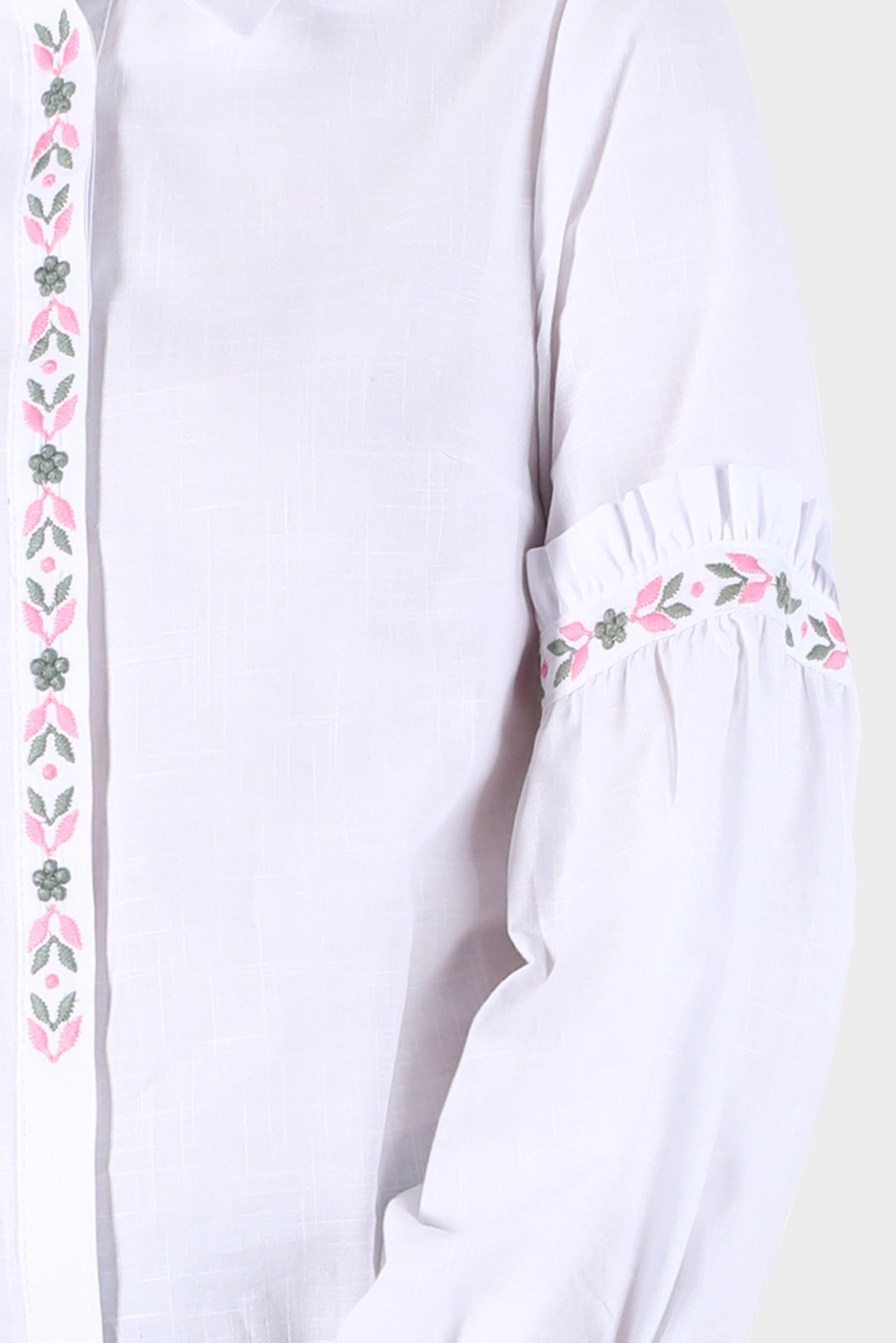 Vêtements hijab BLANC DÉTAIL BRODÉ TUNIQUE INVISIBLE EN COTON À BOUTONS 42824