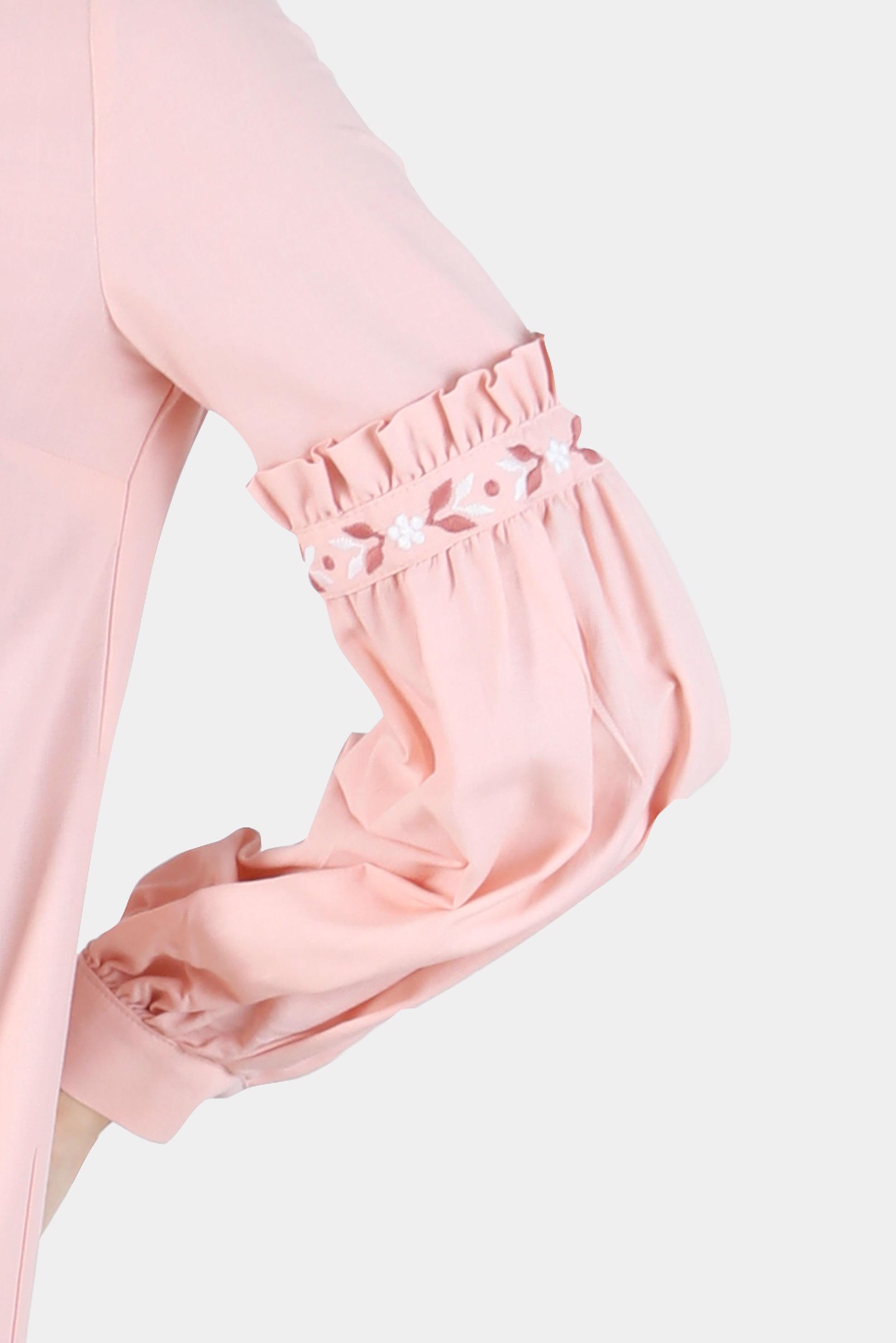 Tesettür giyim PUDRA NAKIŞ DETAYLI GİZLİ DÜĞMELİ PAMUKLU TUNİK 42824 