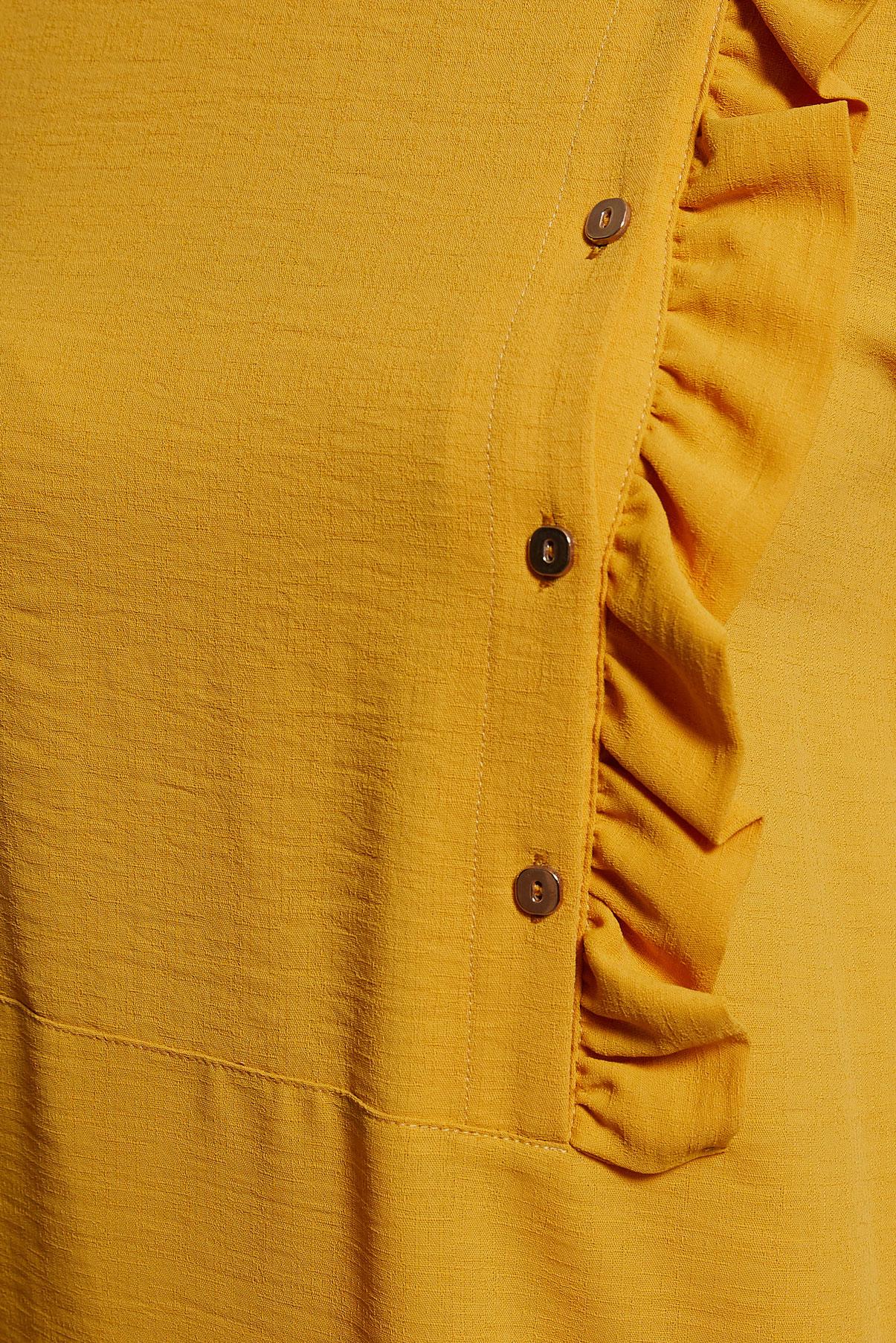 Tesettür giyim SARI FIRFIR DETAYLI DÜĞMELİ TUNİK 42825