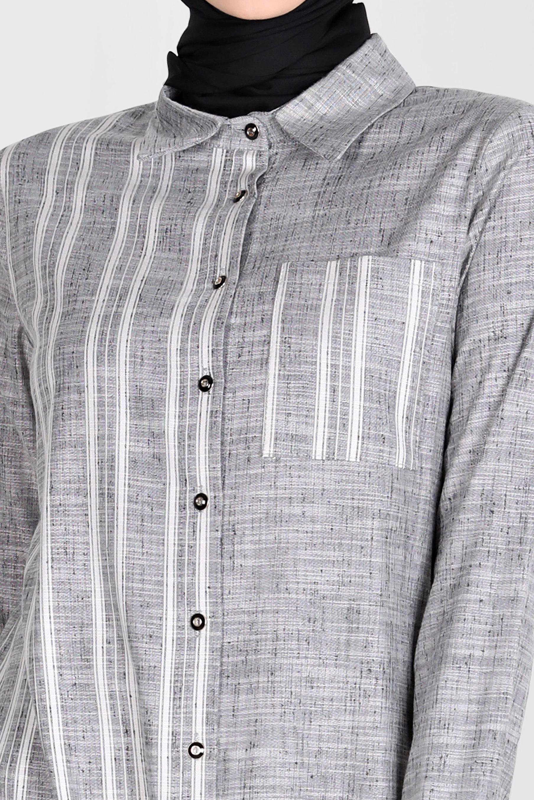 Tesettür giyim SİYAH ÇİZGİLİ DÜĞMELİ TUNİK 42838